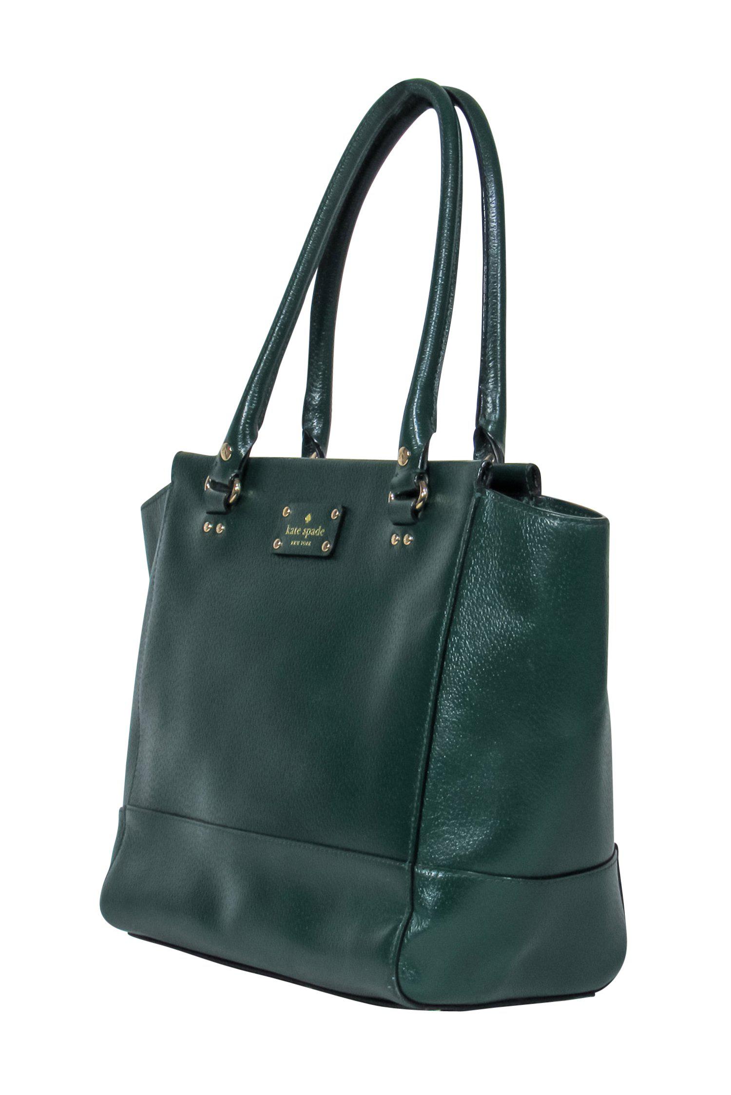 Kate Spade Emerald Green Shiny Leather Zippered Tote - A Fashion Statement