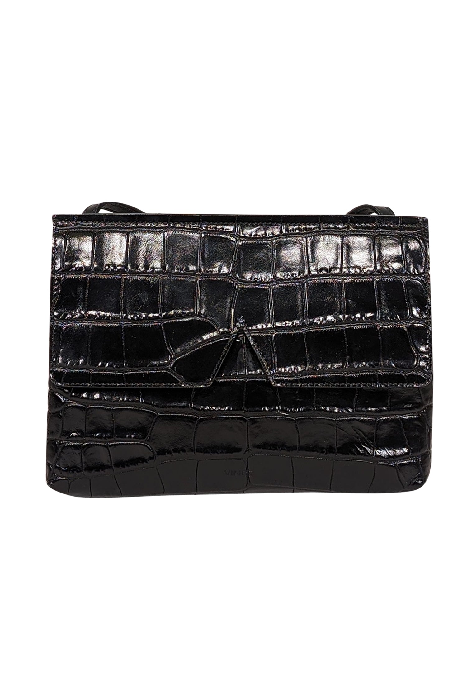 Vince Black Crocodile-Embossed Cow Leather Crossbody - The Ultimate Fashion Statement