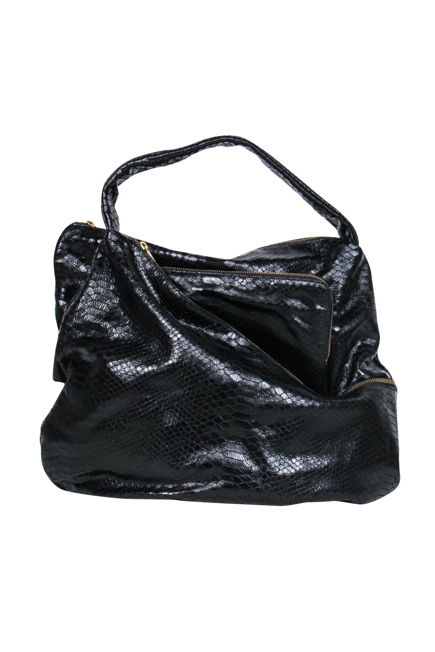 Lupo - Stunning Large Black Snakeskin Hobo Bag