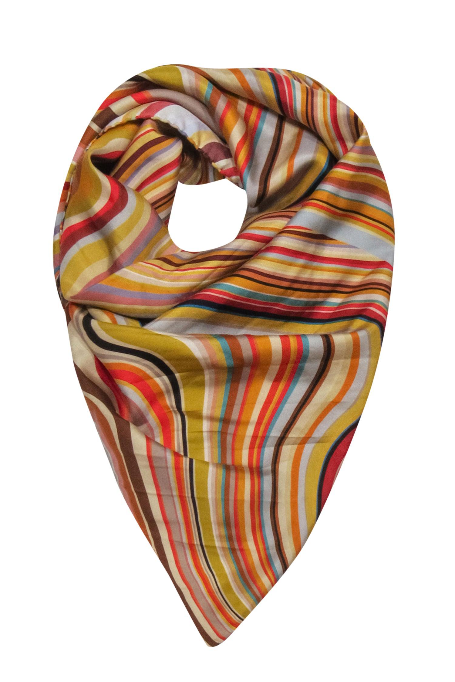 Paul Smith Mod Multicolor Wavy Silk Scarf - A '60s Groovy Delight