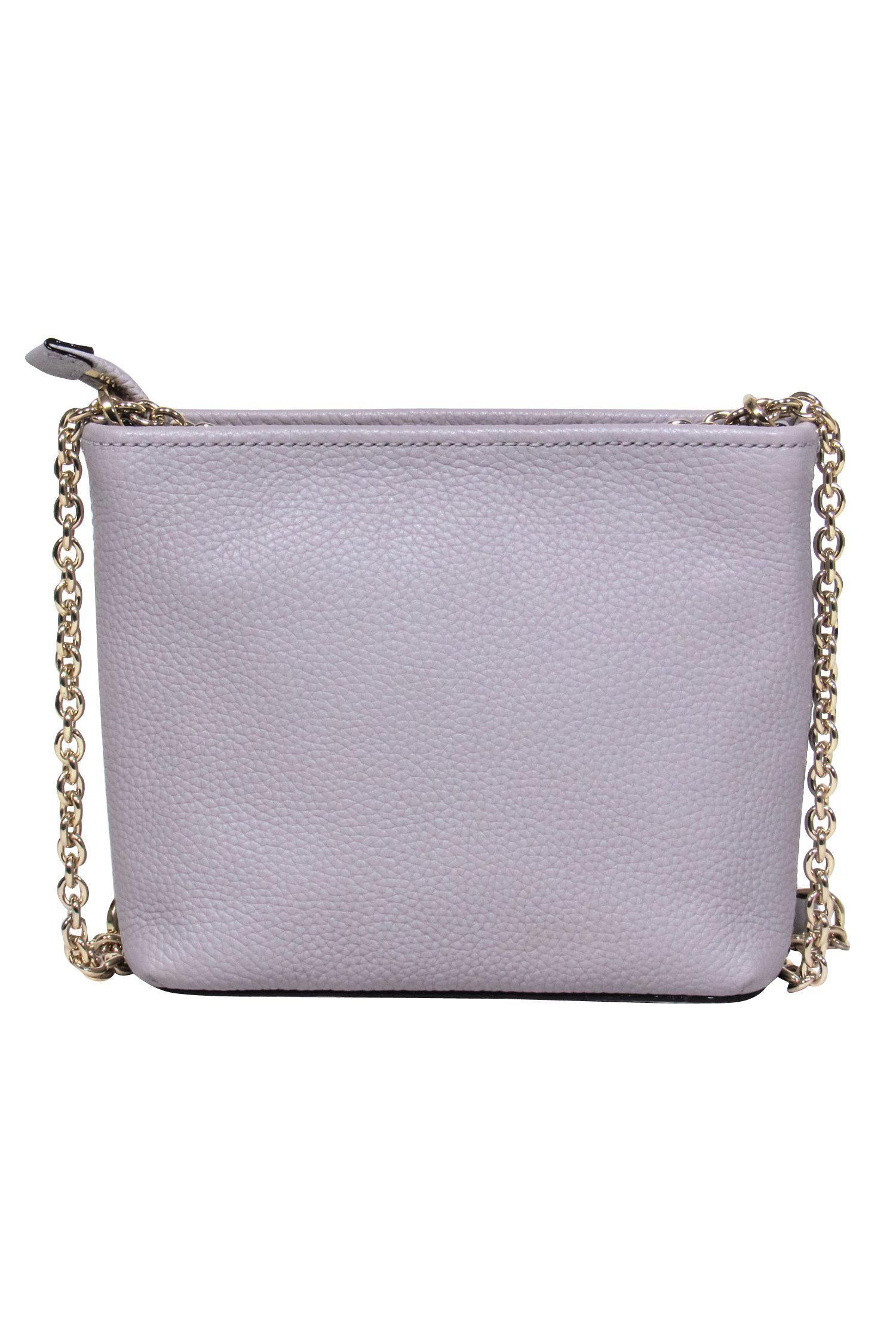 Kate Spade Light Grey Pebbled Leather Gold Chain Crossbody - A Chic Essential