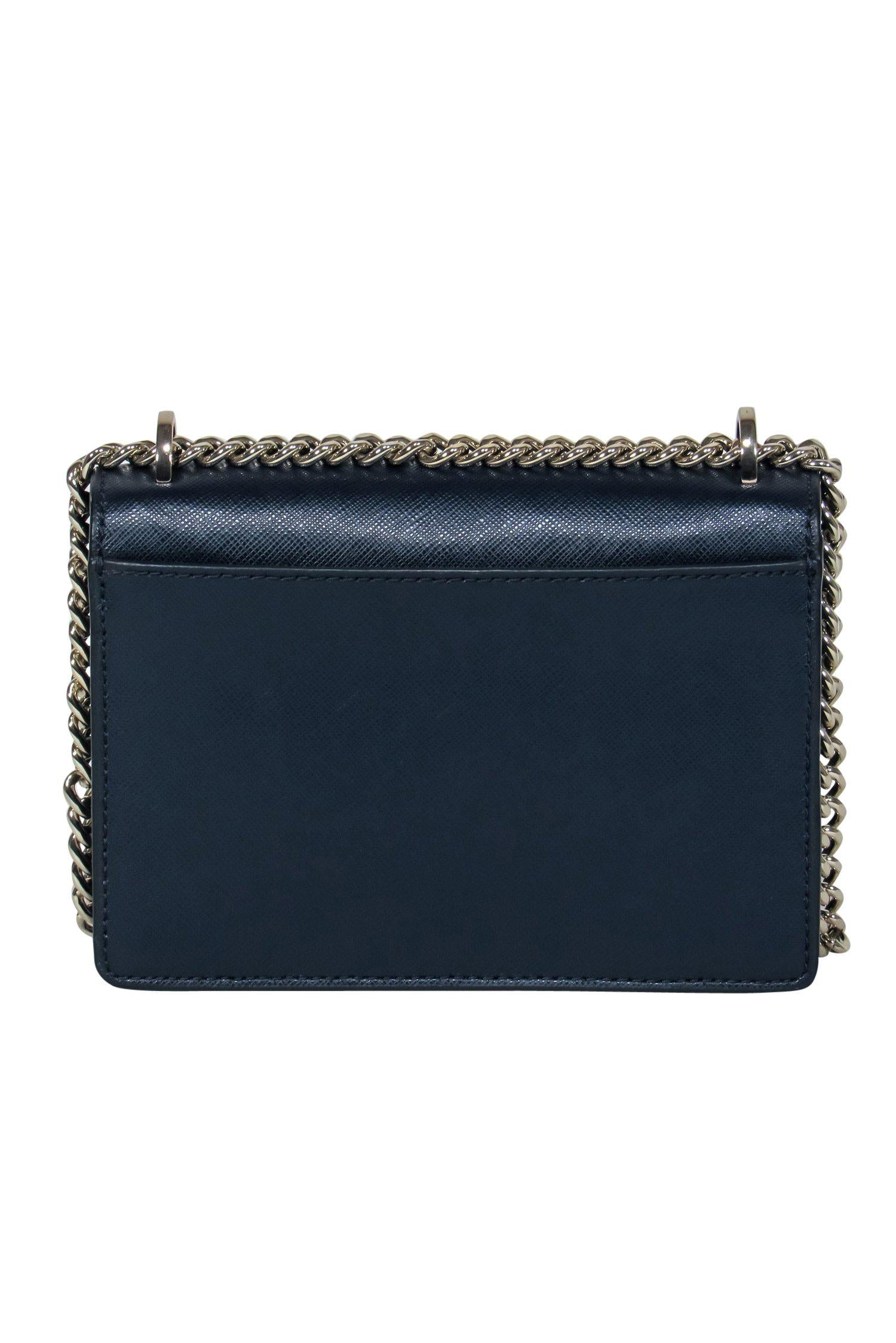 Kate Spade Navy Textured Leather Mini Bag: Adjustable Chain Strap Style