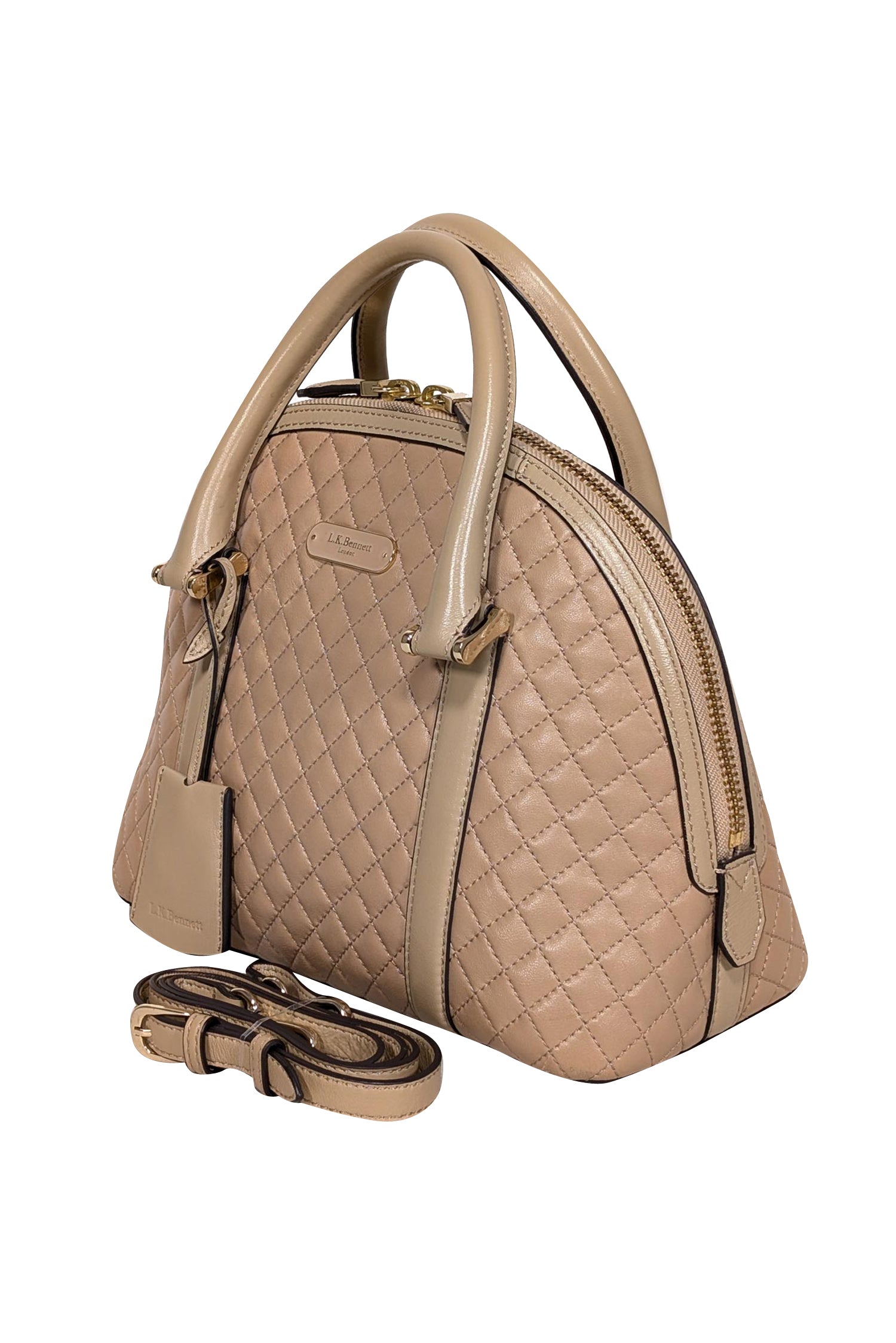L.K. Bennett - Chic Beige Quilted Leather Satchel Bag