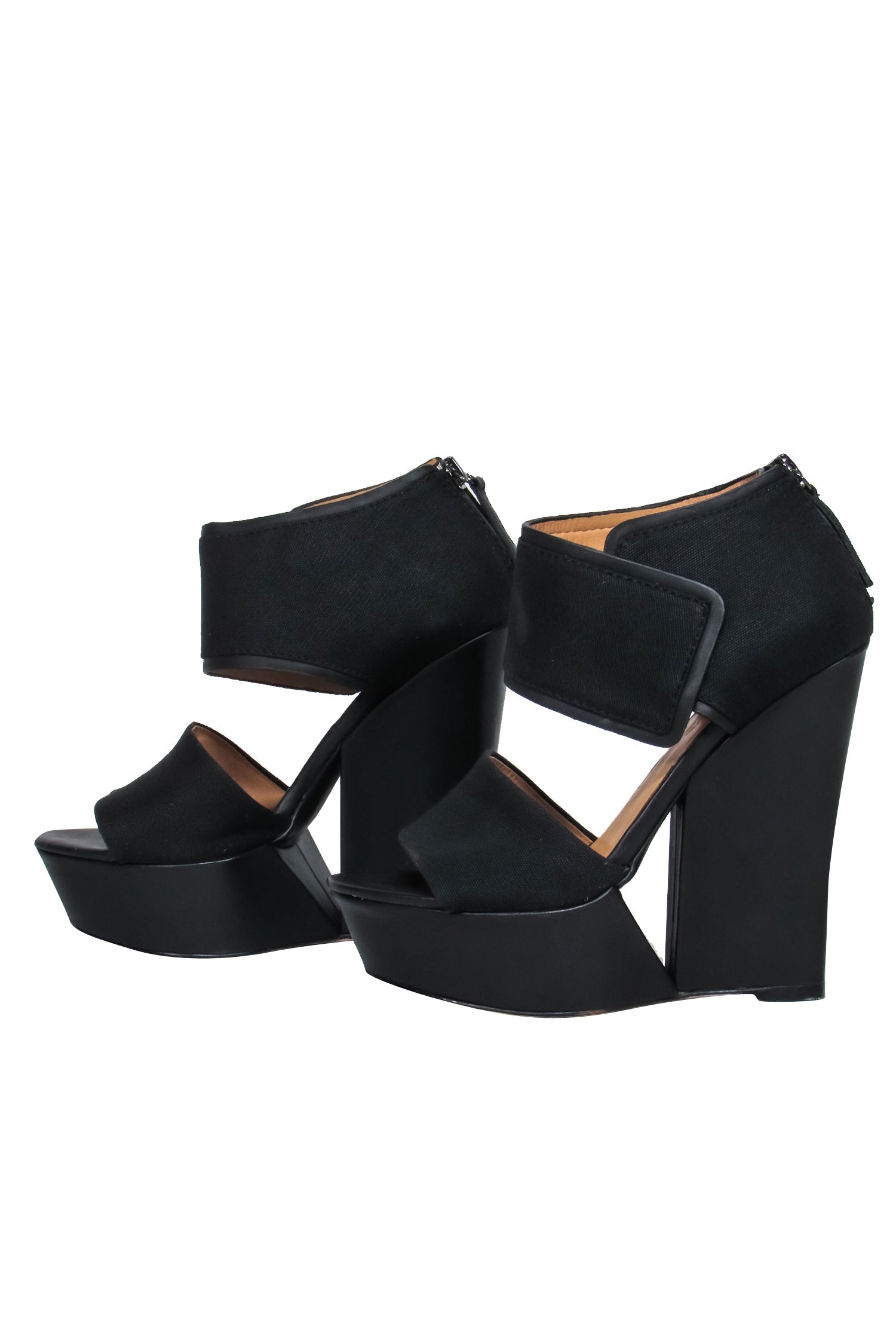 L.A.M.B Black Cutout Wedge Heels - Size 6.5