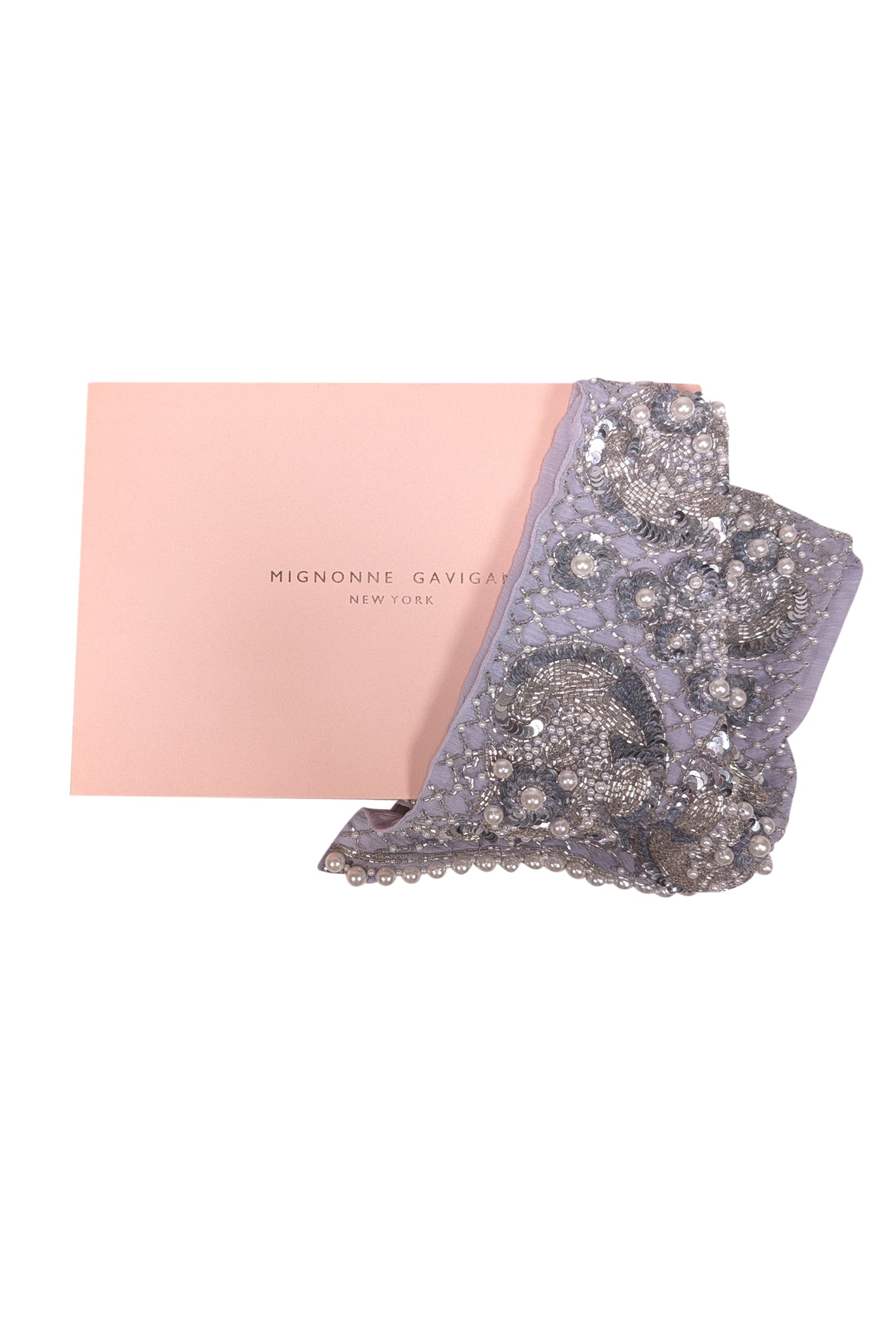 Mignonne Gavigan's Stunning Pastel Blue Hand - Beaded Silk Scarf Necklace