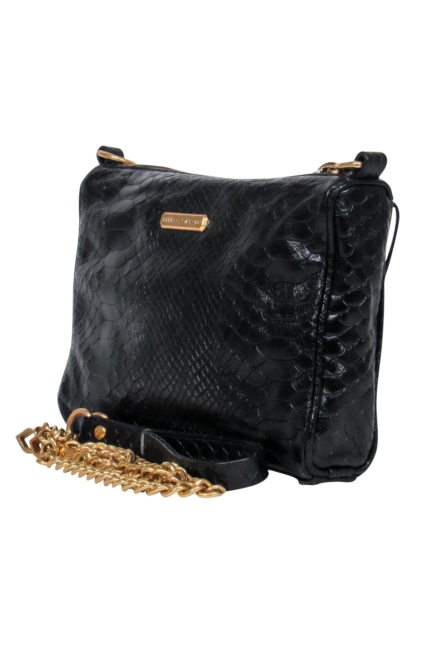 Rebecca Minkoff - Stunning Black Embossed Crocodile Leather Crossbody Bag
