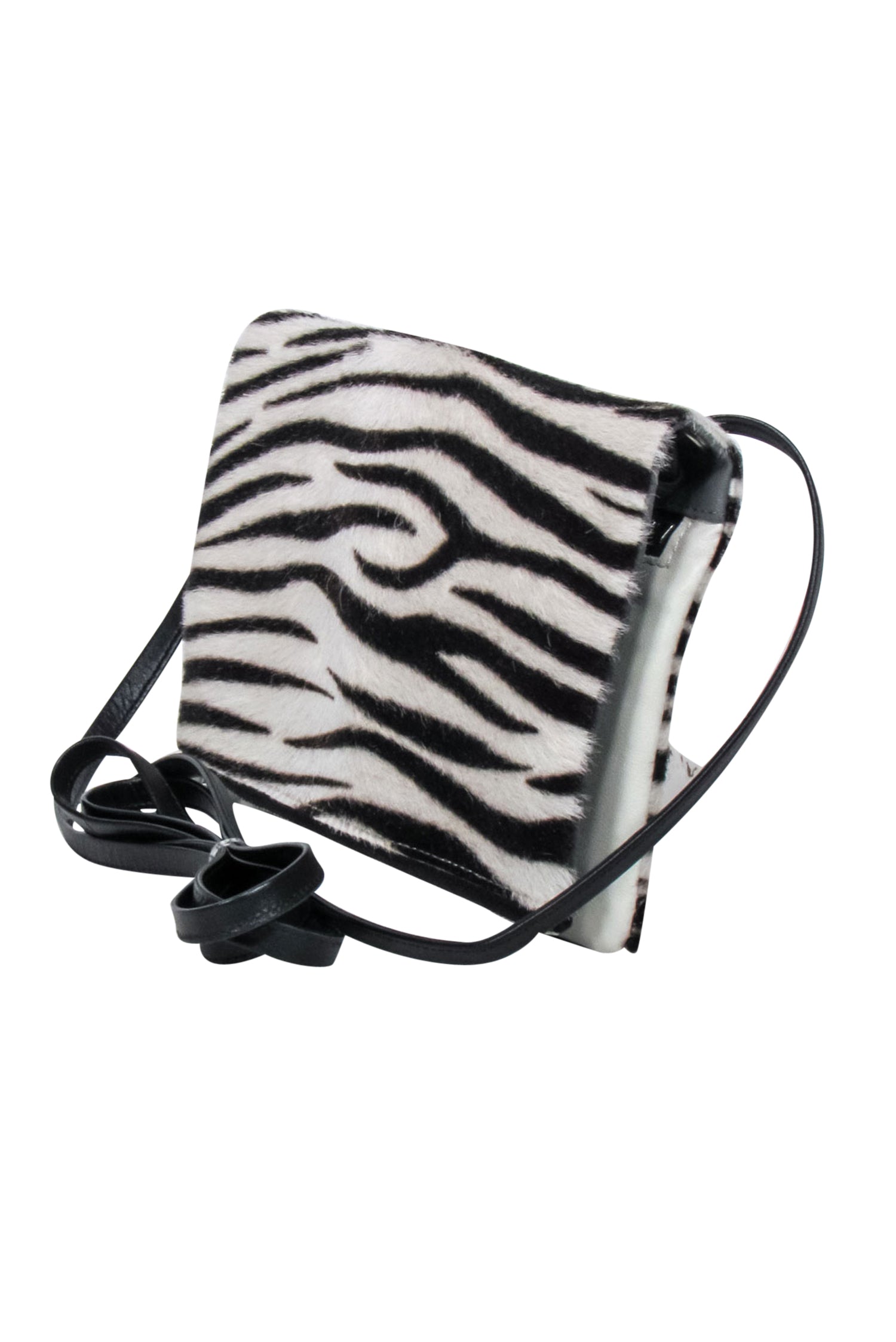 Hester van Eeghen Ivory & Black Zebra Print Fold-Over Crossbody Bag: Unleash Your Wild Side