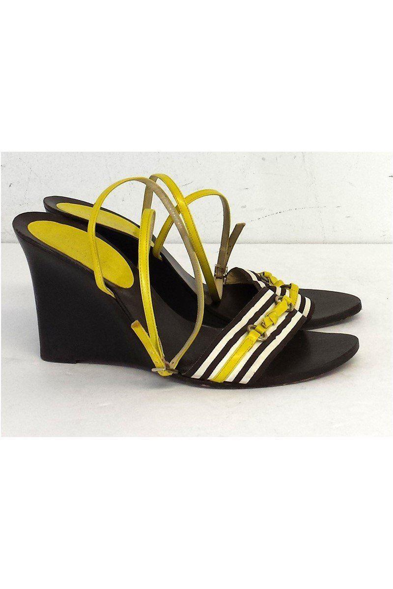 Gorgeous Kate Spade Yellow & Brown Strappy Wedges in Size 7.5 - Grab Yours Now!