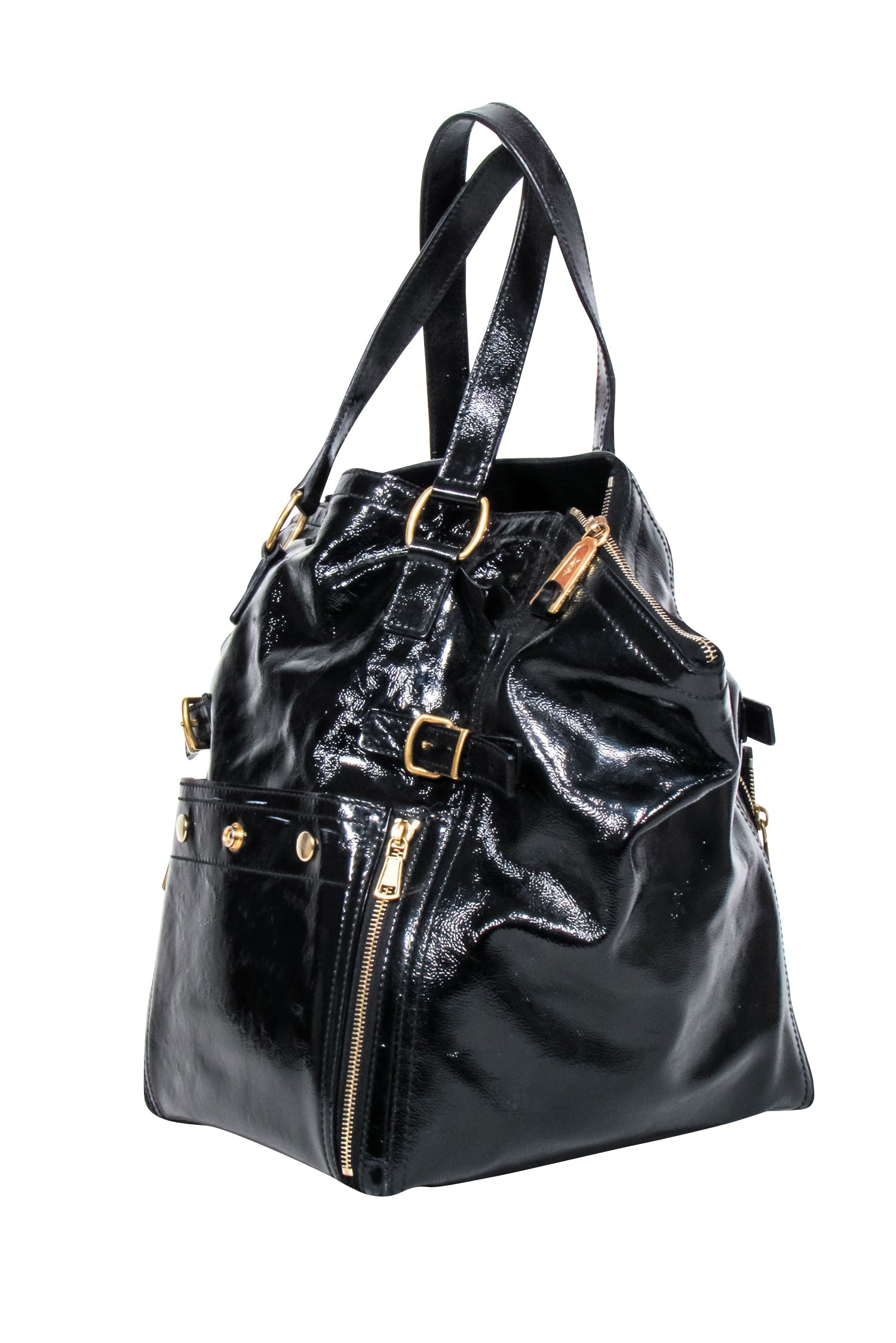 Yves Saint Laurent's Stunning Black Patent Leather Downtown Tote
