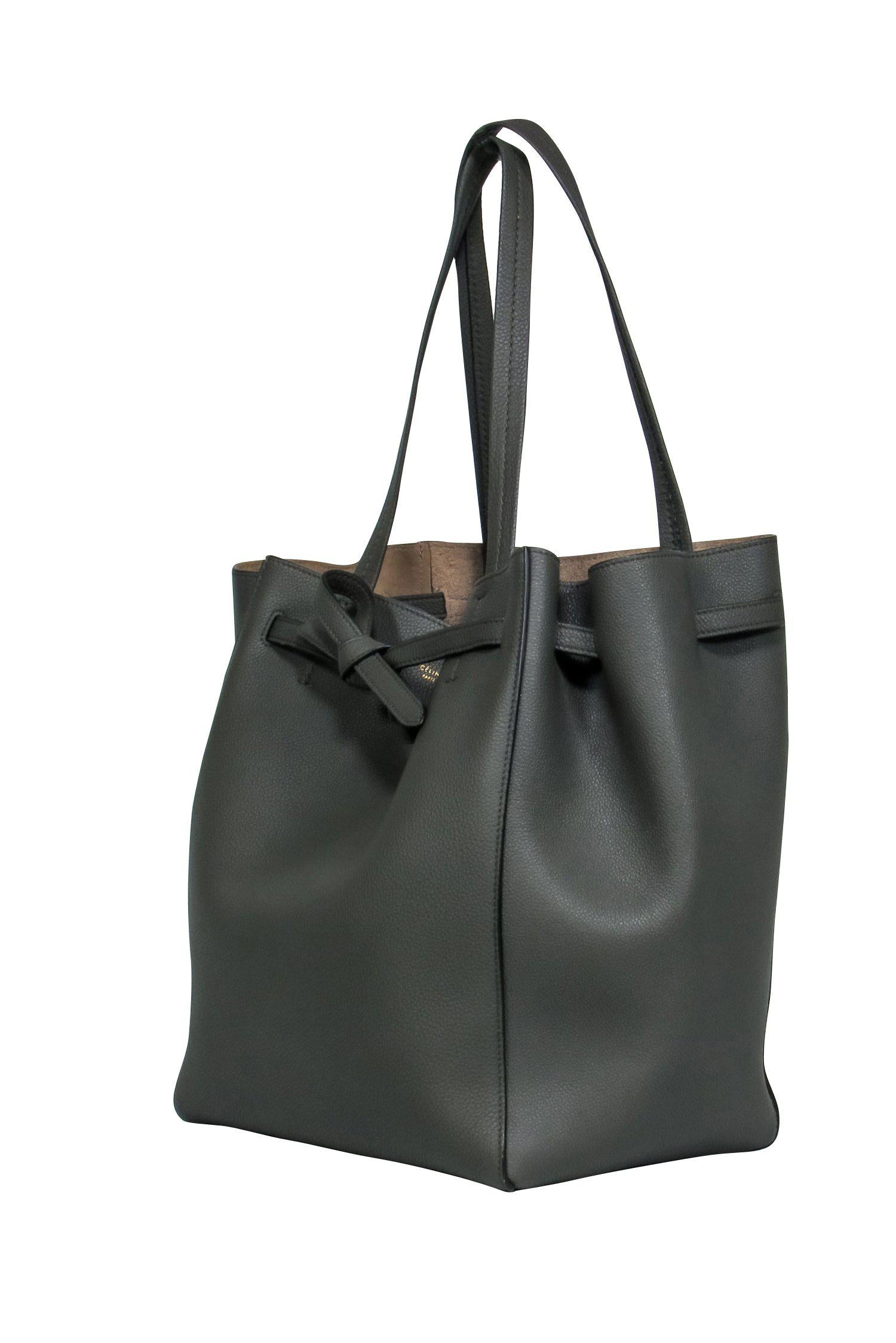 Celine Olive Green Pebbled Leather Tote - The Epitome of Style
