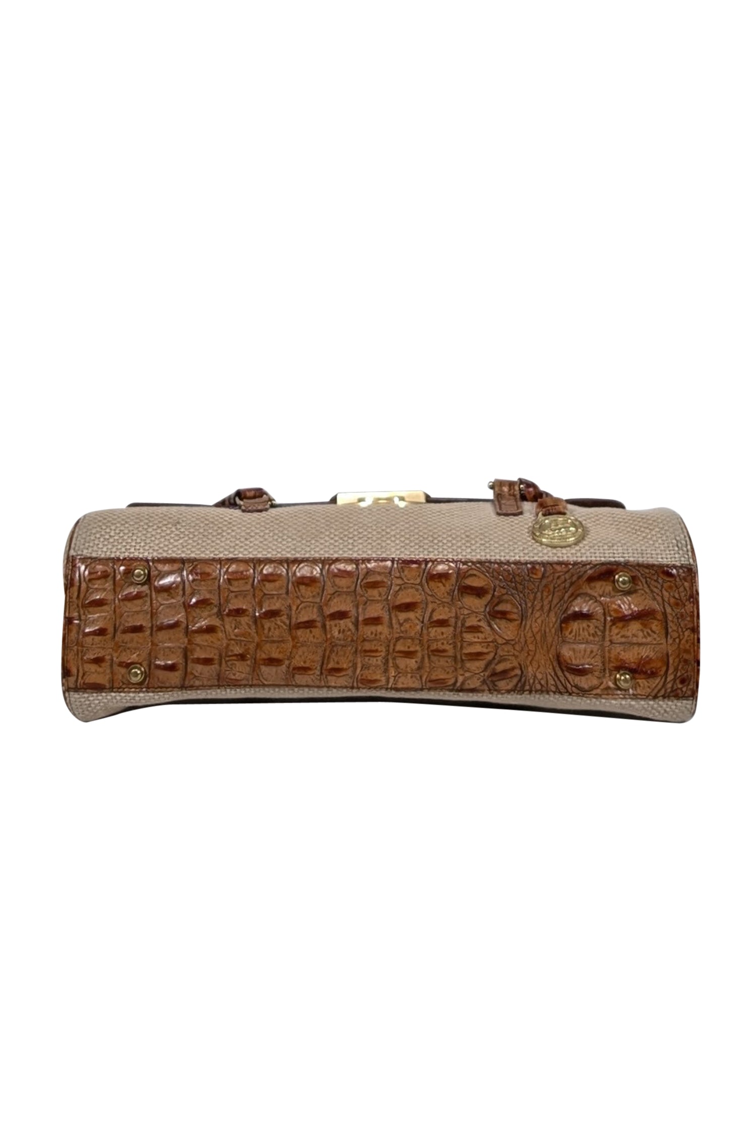 Brahmin - Stunning Beige Woven Bag with Croc Embossed Leather Trims