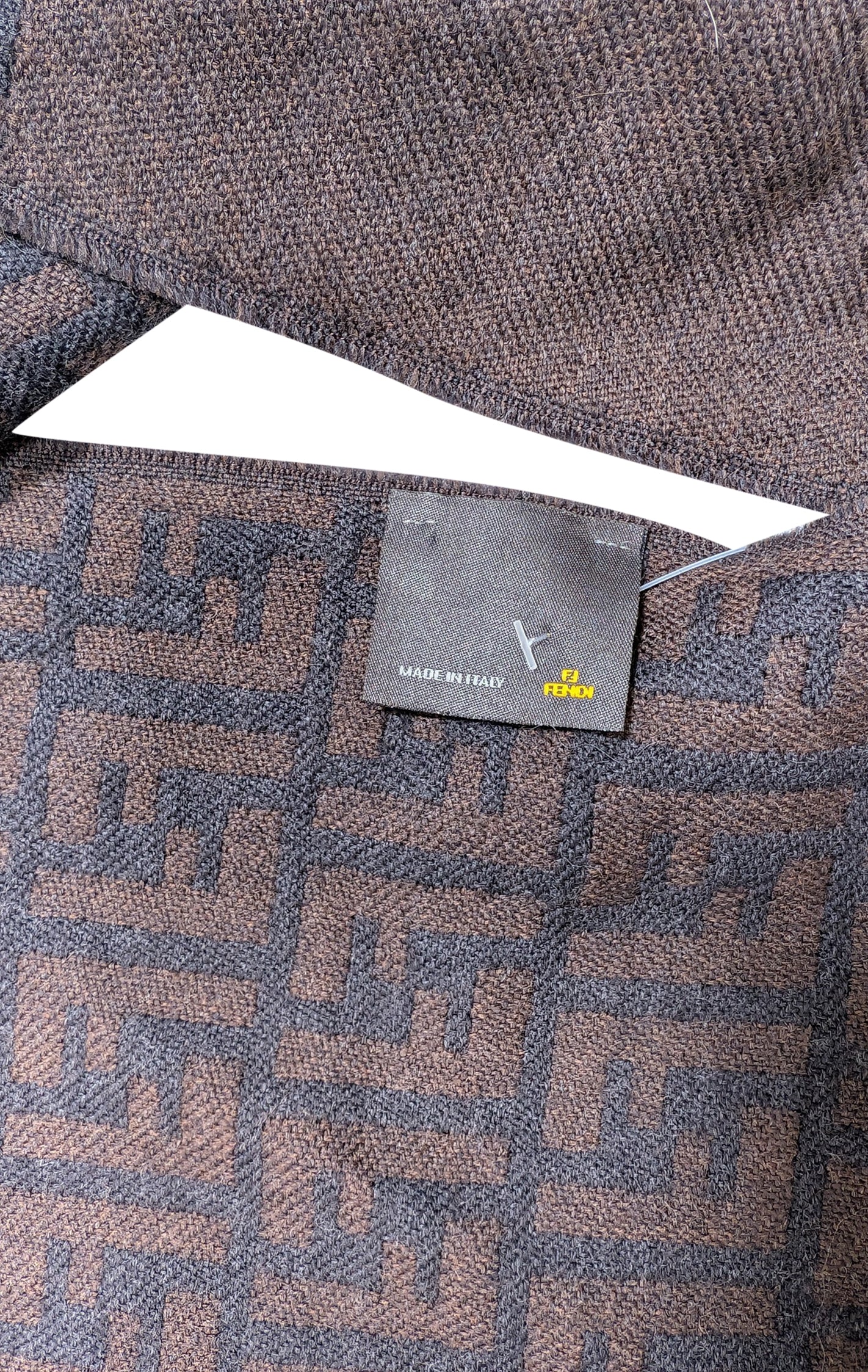 Fendi Luxury Brown & Black Monogram Wool Scarf