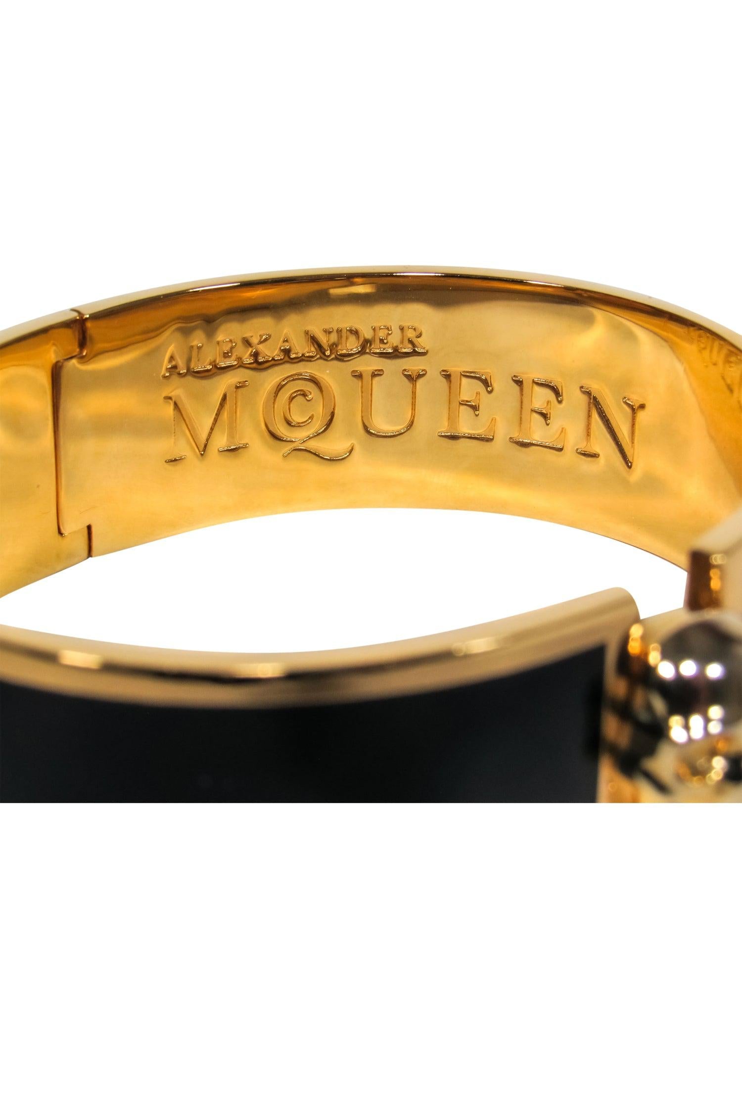 Alexander McQueen Black & Gold Skull Clasp Bracelet - A Must - Have Gothic Accessory