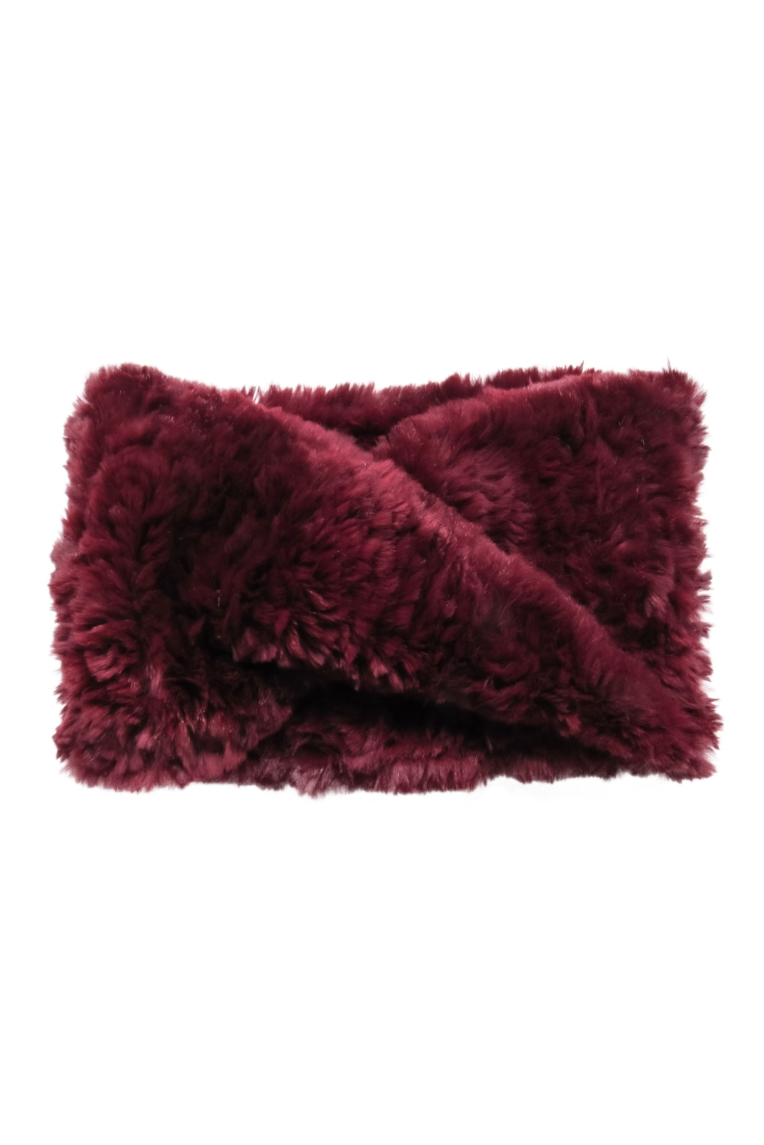 Saks Fifth Avenue - Luxurious Burgundy Rabbit Fur Stole