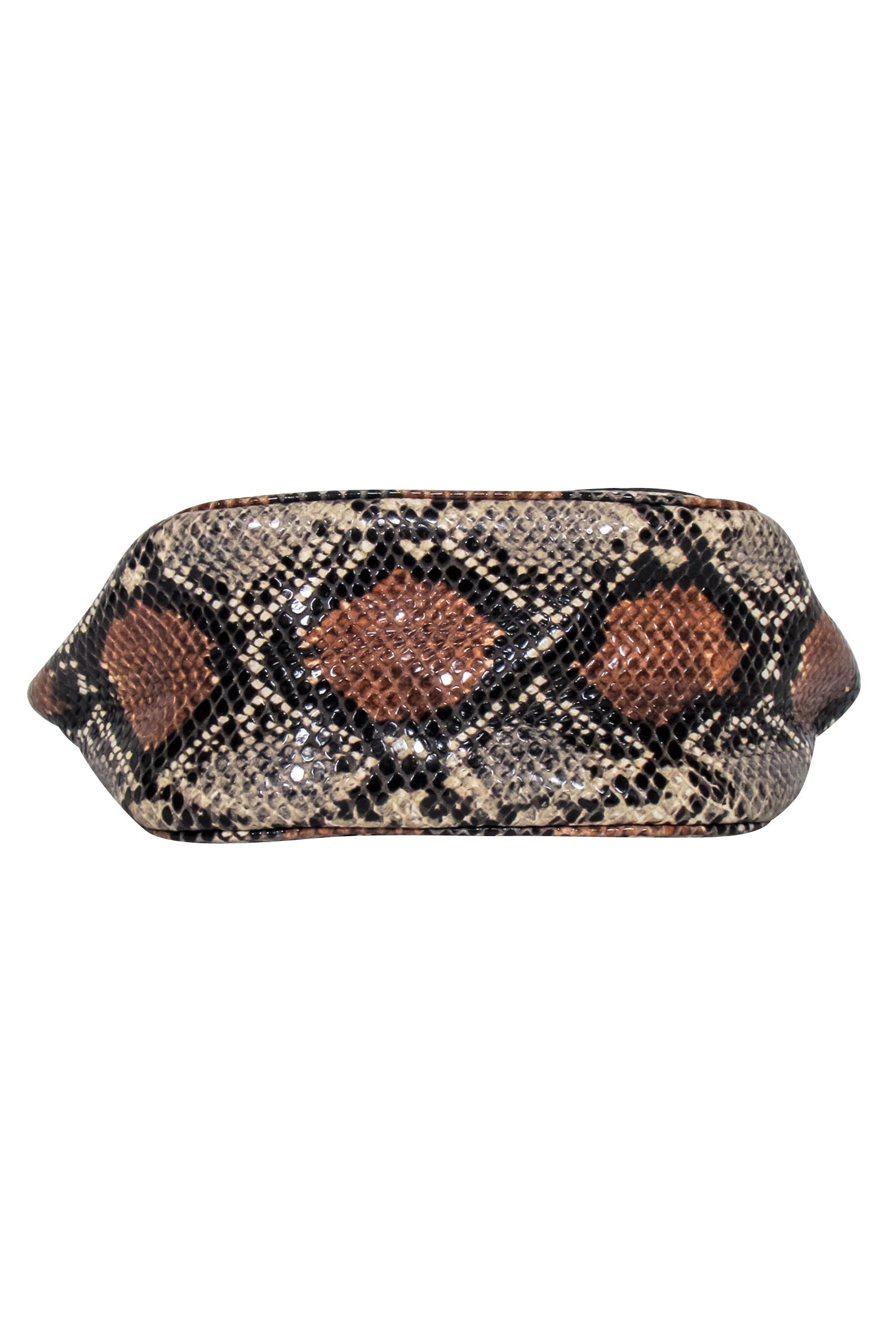 Simon Miller's Exquisite Snakeskin-Printed Leather Shoulder Bag in Beige, Black & Tan