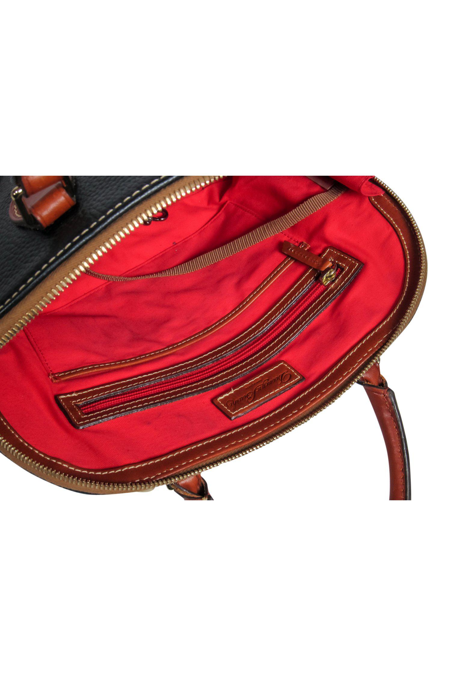 Dooney & Bourke's Stunning Black & Tan Bowler-Style Leather Handbag