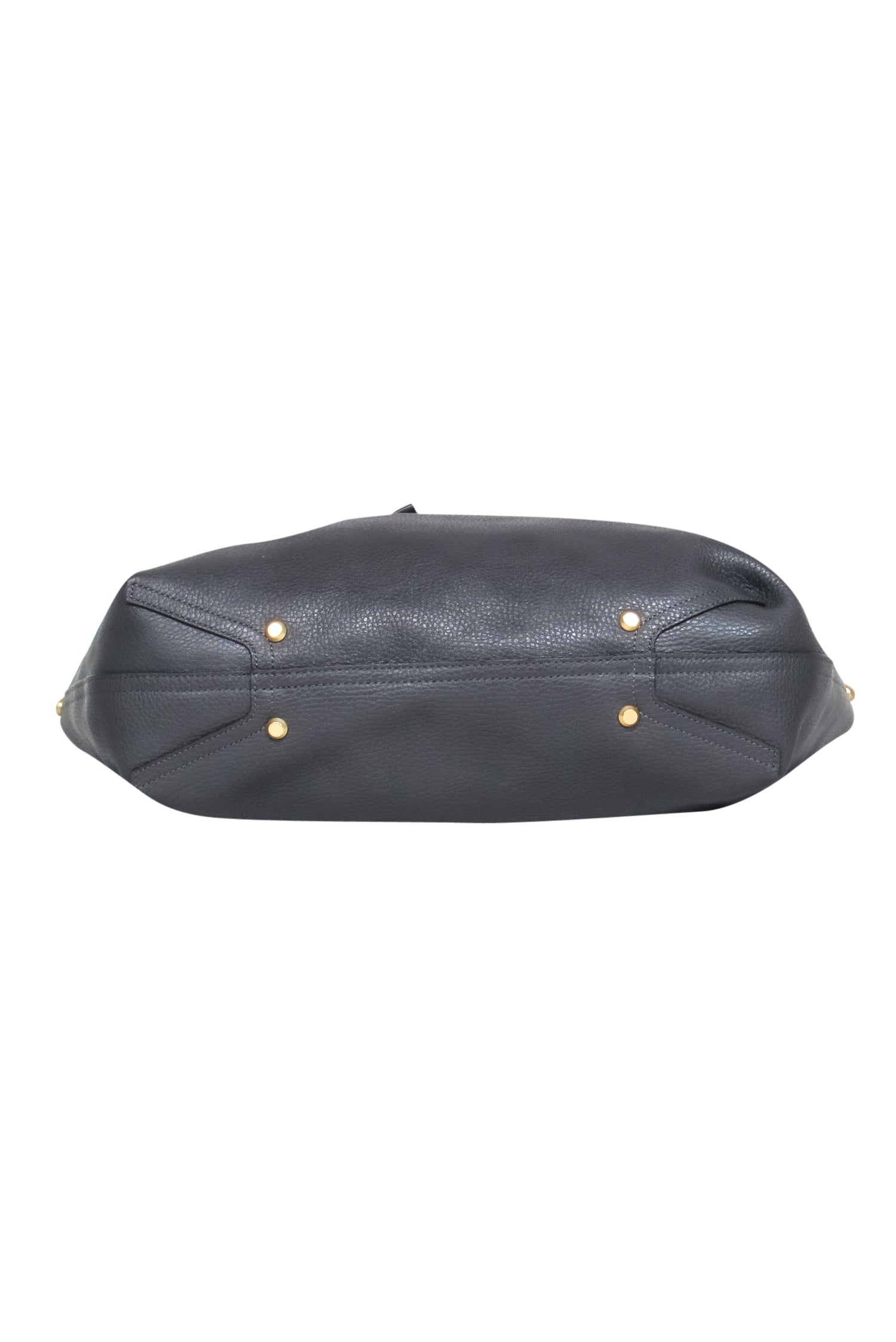 Annabel Ingall's Elegant Grey Pebble Leather Tote Bag with Gorgeous Gold-Toned Hardware