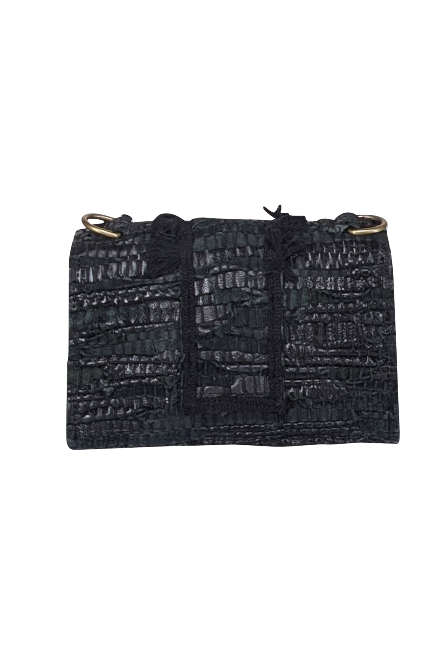 Koorreloo - The New Yorker Soho Flap Bag: Black Leather & Suede Woven