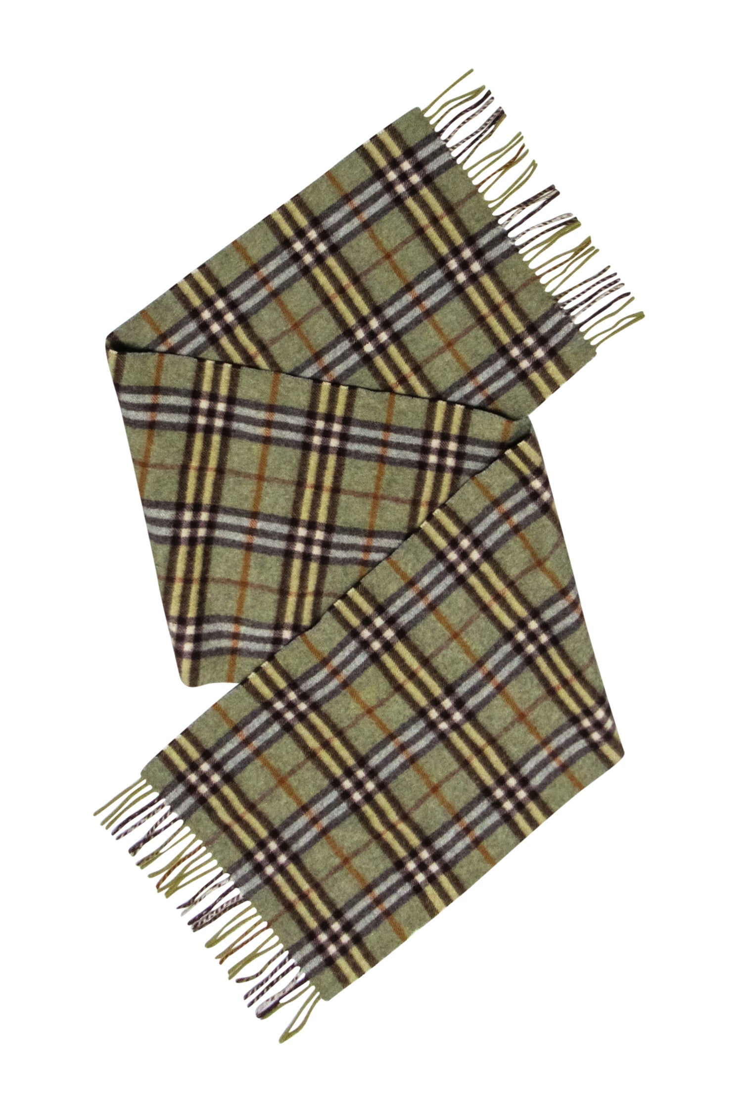 Burberry's Luxurious Green & Brown Plaid Cashmere Scarf