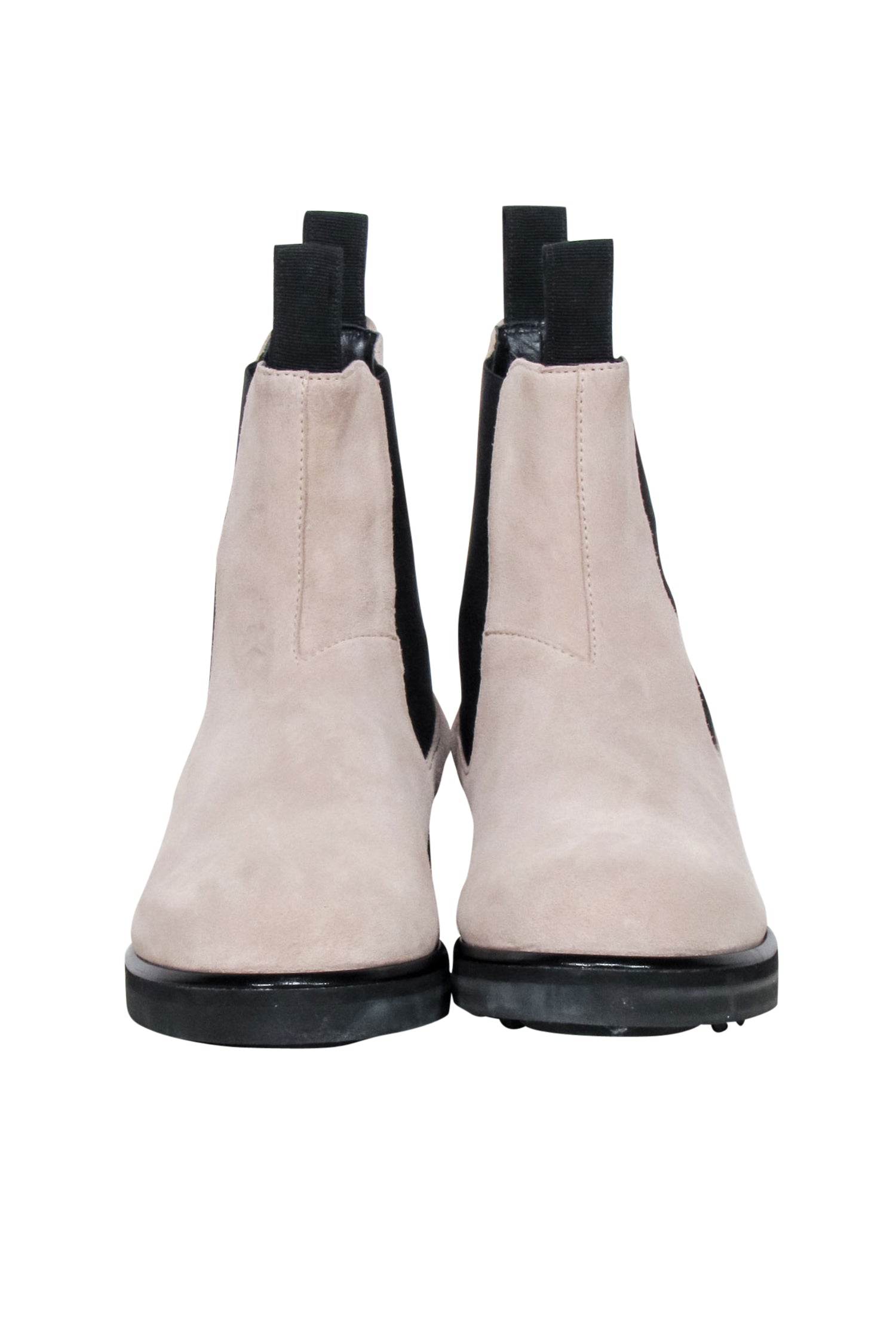 Emme Parsons' Chic Beige & Black Suede Zion Short Boots - Size 7