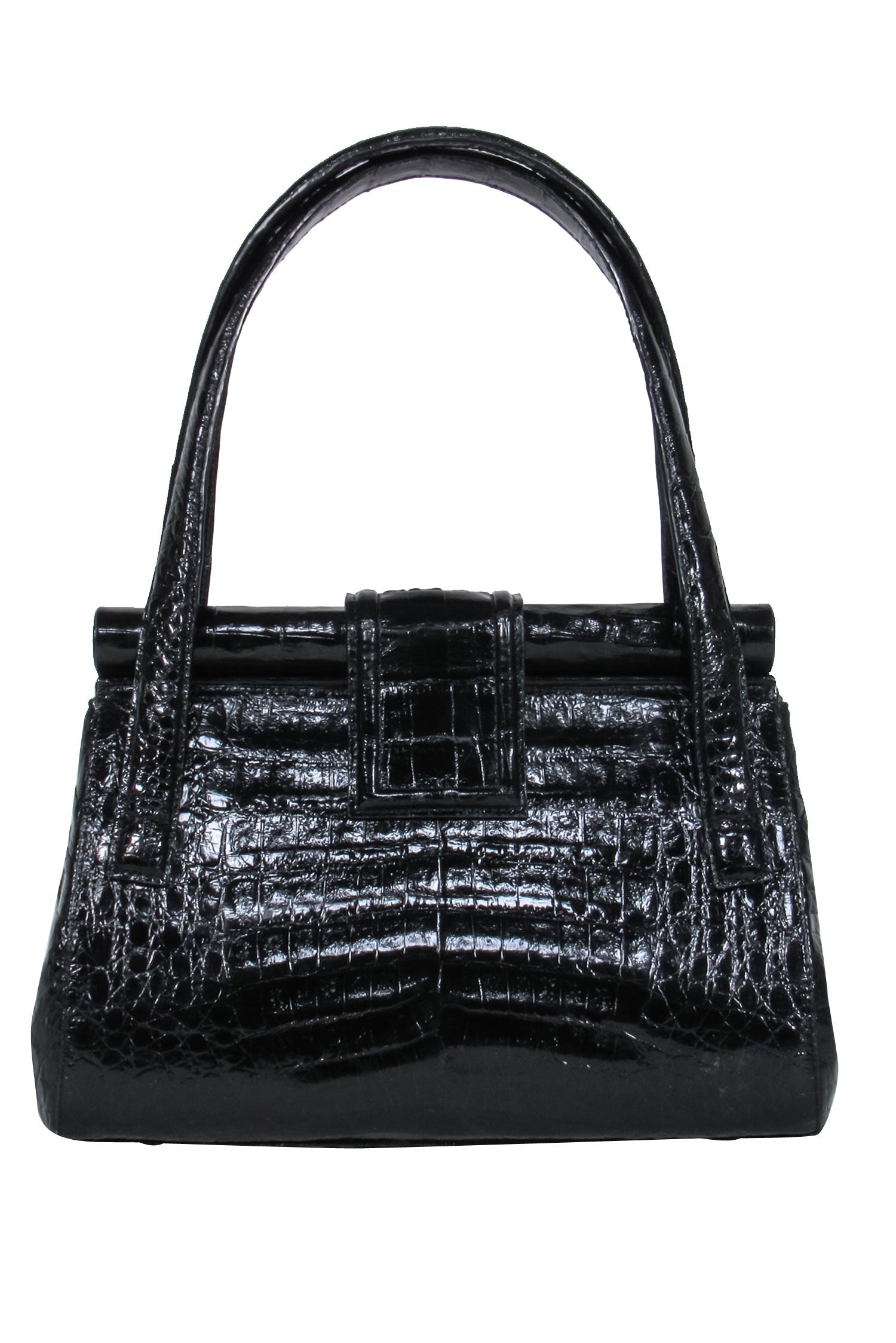 Nancy Gonzalez Black Crocodile Luxury Top Handle Shoulder Bag