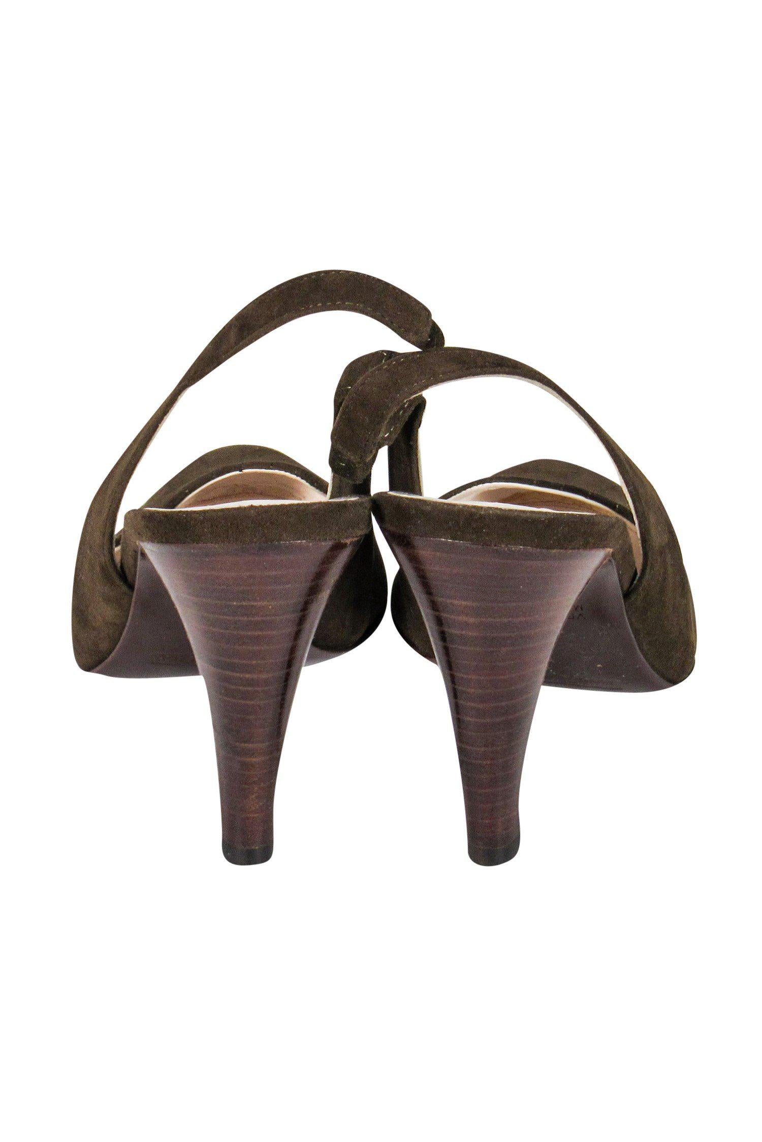 Marc Jacobs Brown Suede Slingback Stitched Heels - Size 6