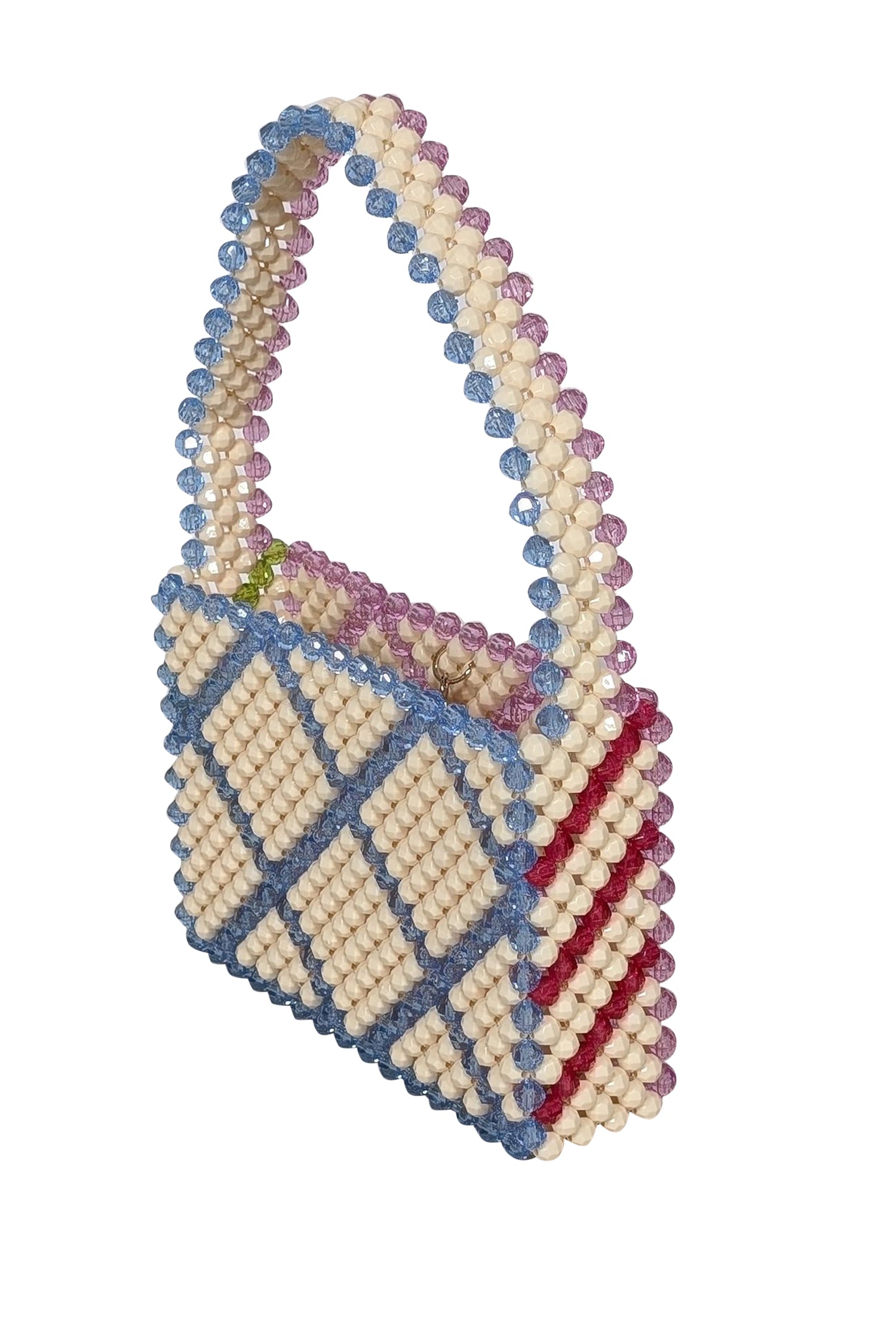 Susan Alexandra - Stunning Ivory, Blue & Lavender Beaded Mini Bag