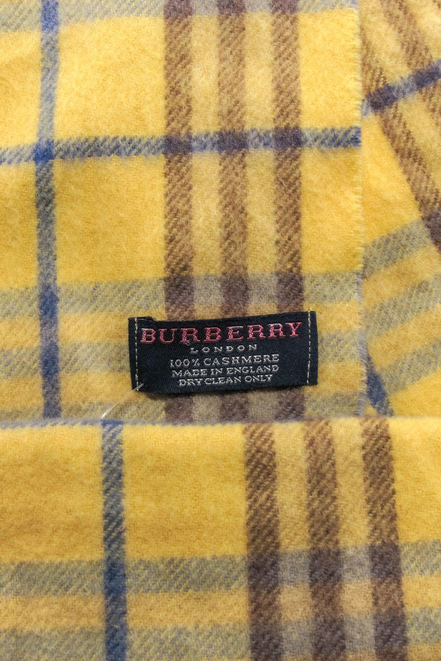 Burberry's Stunning Yellow & Blue Plaid Cashmere Scarf