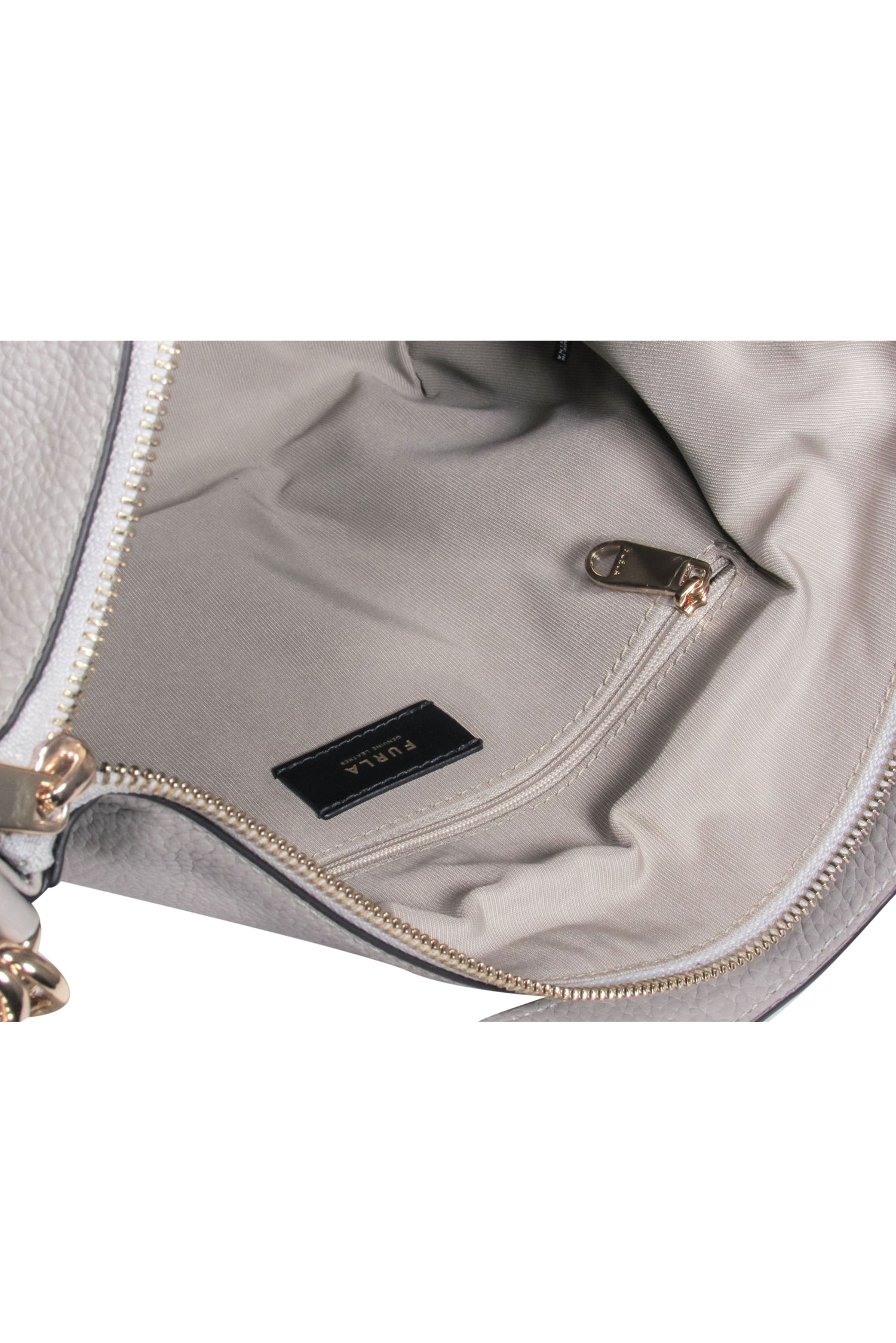 Furla - Gorgeous Light Grey Pebbled Leather Shoulder Bag