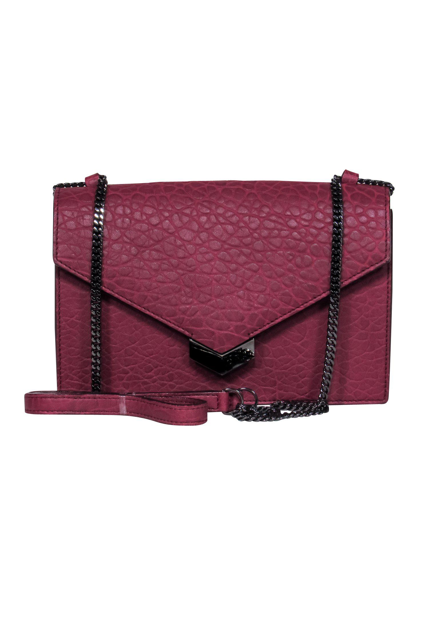 Jimmy Choo - Stunning Burgundy Textured Leather Chain Crossbody Bag
