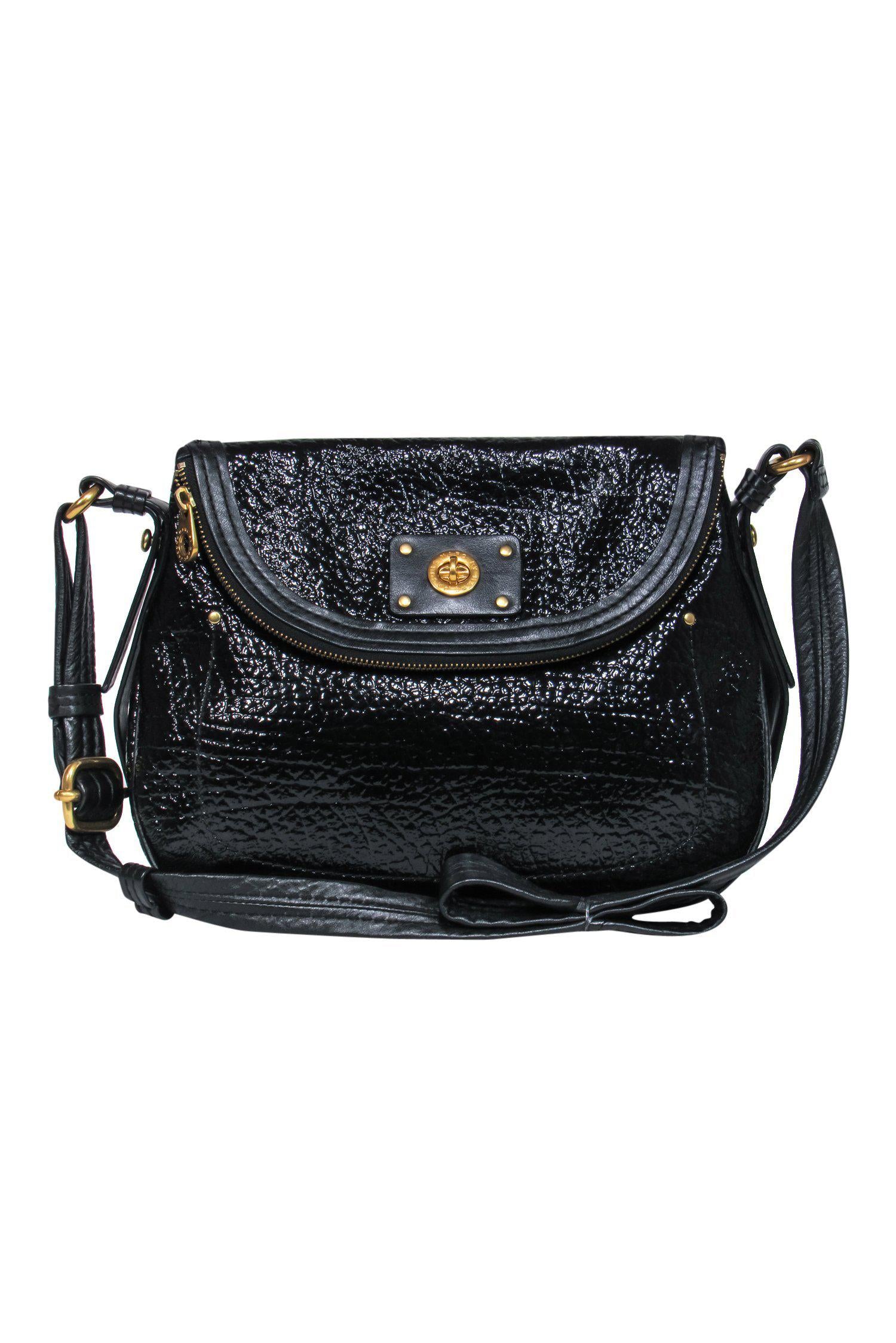 Marc by Marc Jacobs - Stunning Black Patent Leather Reptile Embossed Saddle Bag