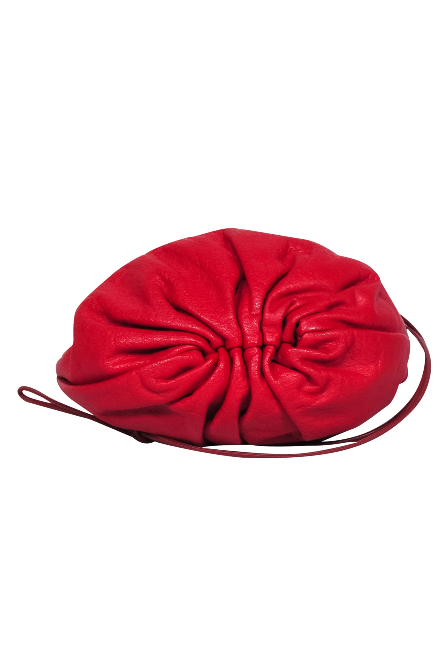 Carlos Falchi Red Leather Mini Crossbody Bucket Bag with Pouch