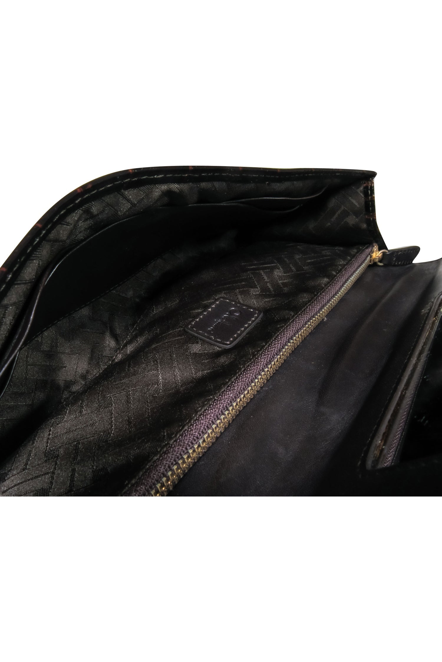 Cole Haan's Stunning Brown Patent Leather Crocodile Embossed Clutch