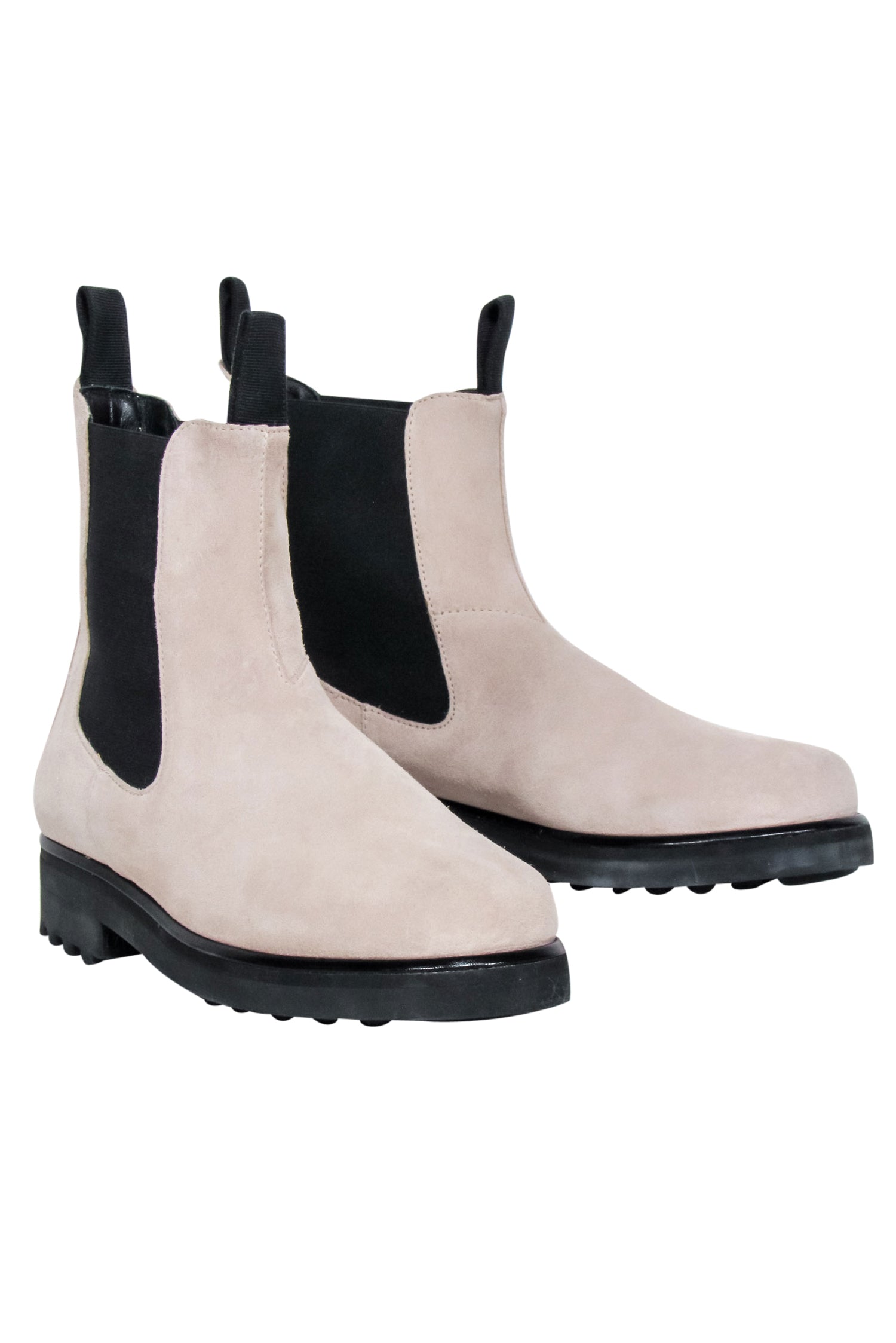 Emme Parsons' Chic Beige & Black Suede Zion Short Boots - Size 7
