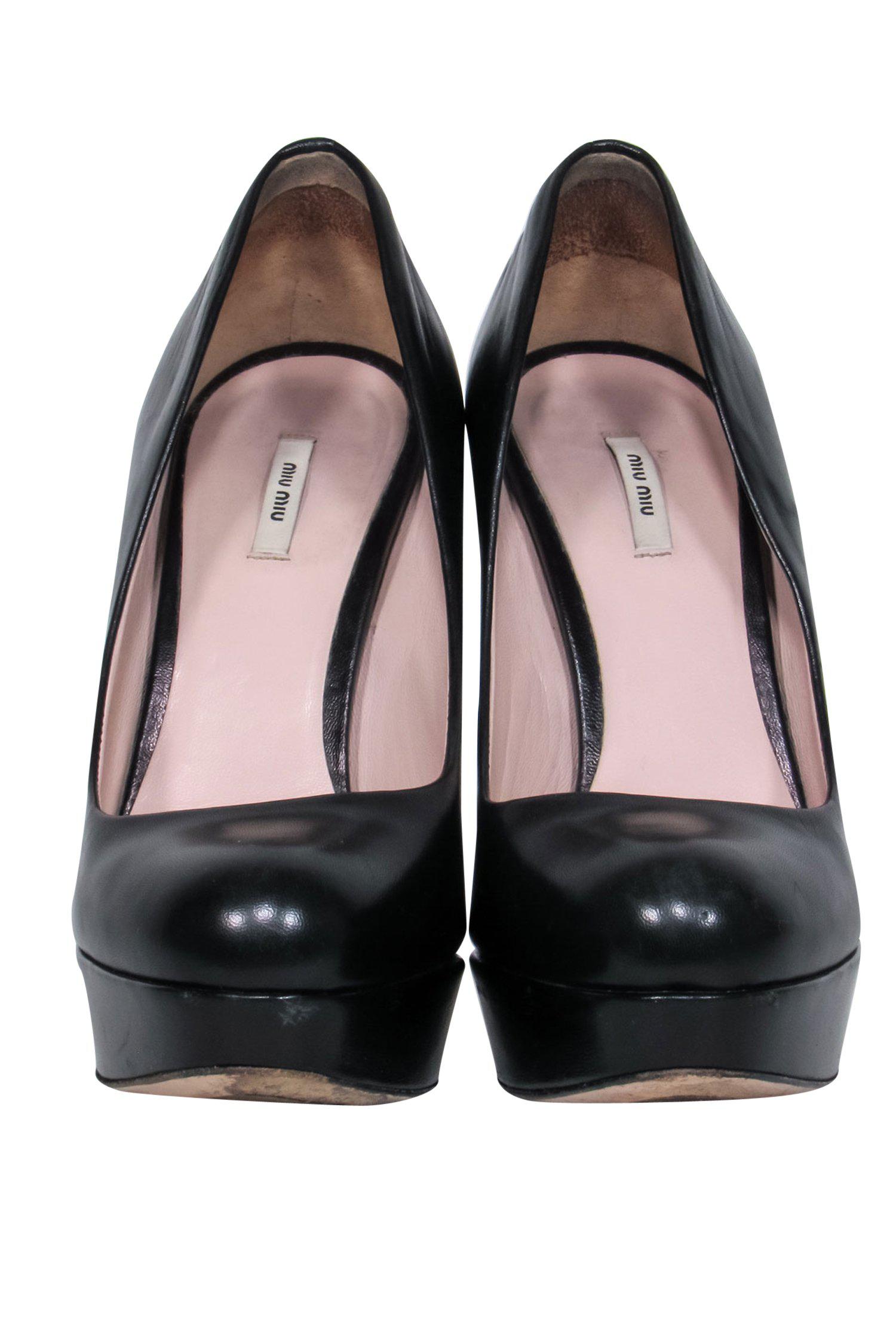 Gorgeous Miu Miu Black Leather Platform Pumps - Size 6.5! Grab Yours Now!