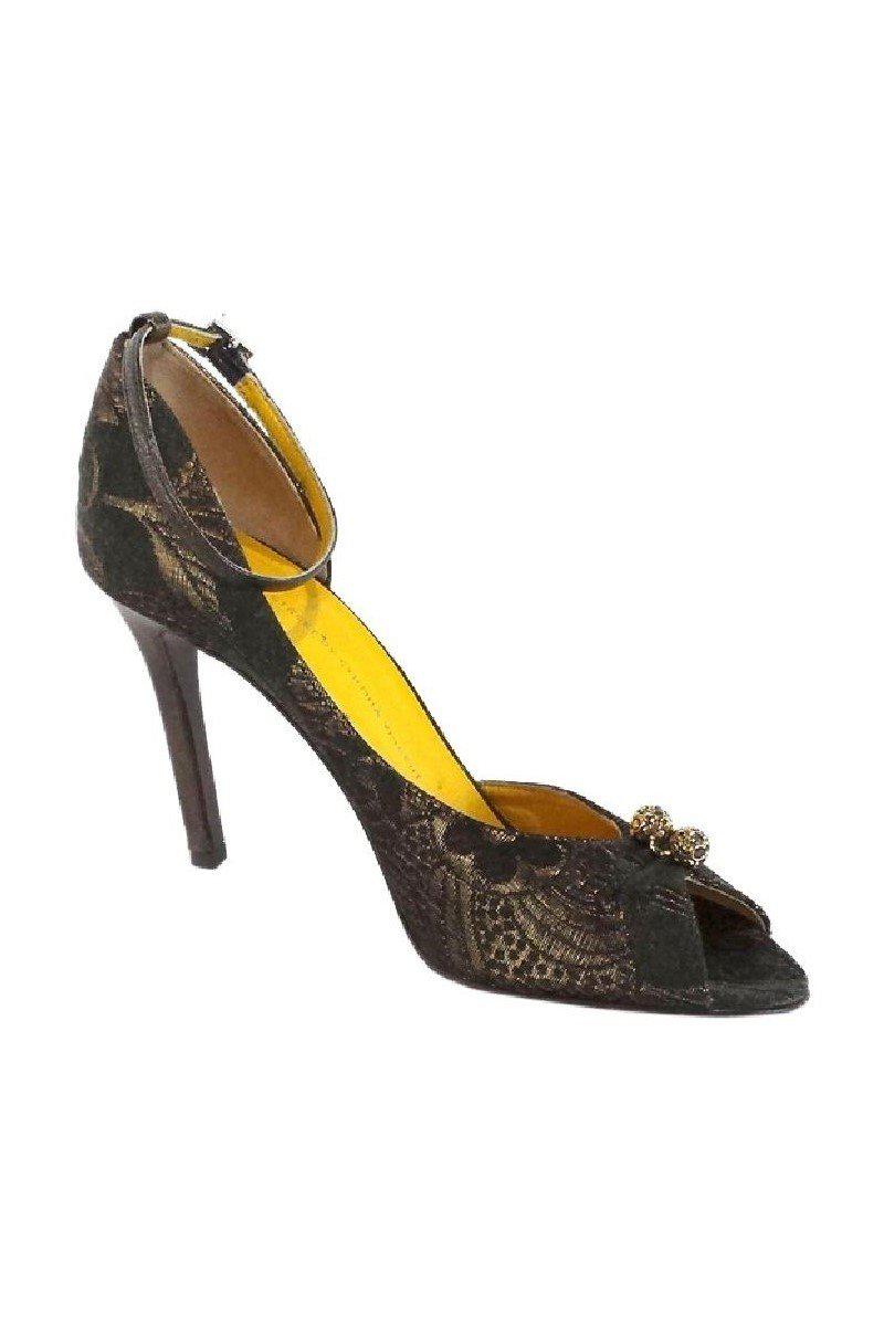 Twelfth Street by Cynthia Vincent - Stunning Green & Gold Metallic Peep Toe Pumps, Size 8