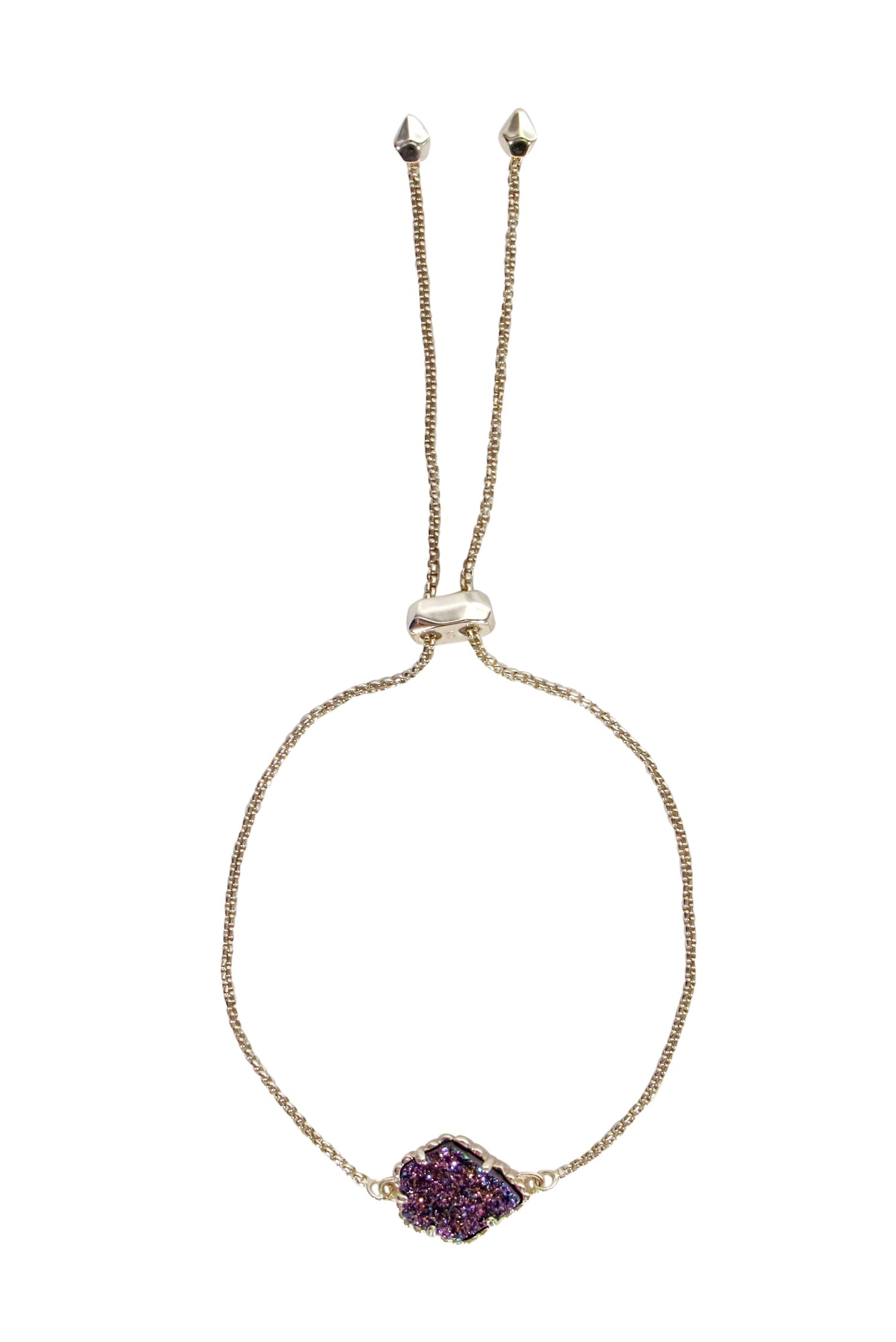 Kendra Scott's Stunning Gold Thin Chain Bracelet with Iridescent Geode
