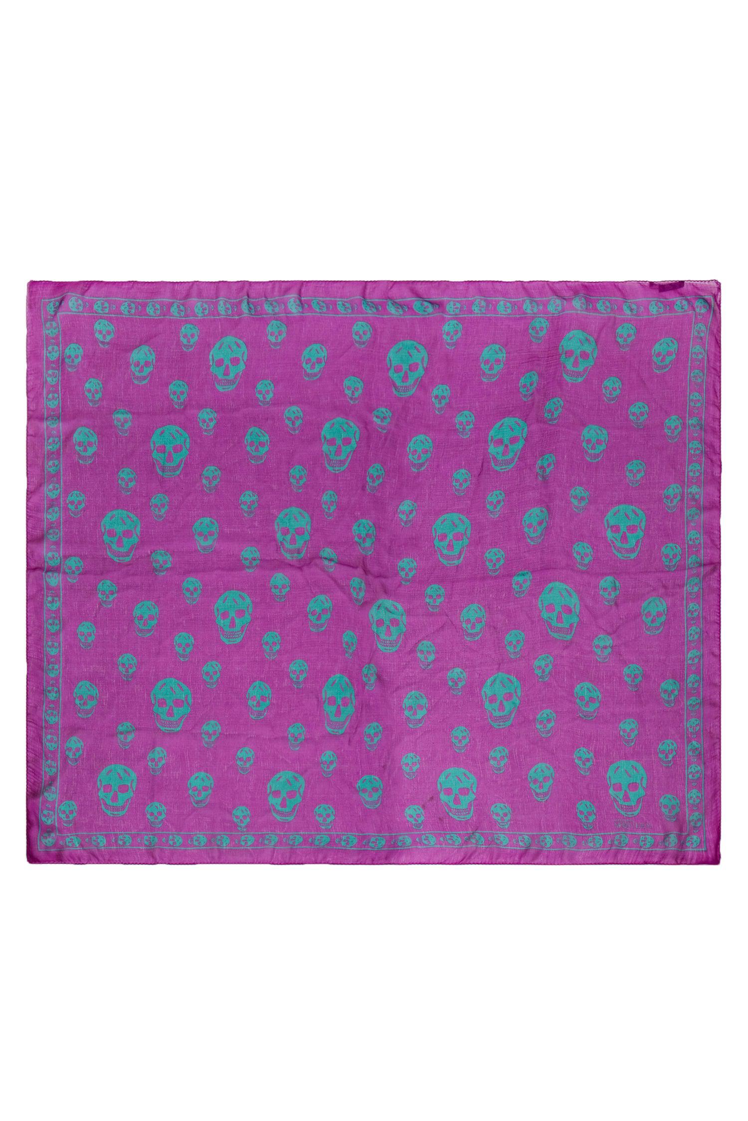 Alexander McQueen Purple & Green Skull Printed Silk Scarf: A Fashion Statement!