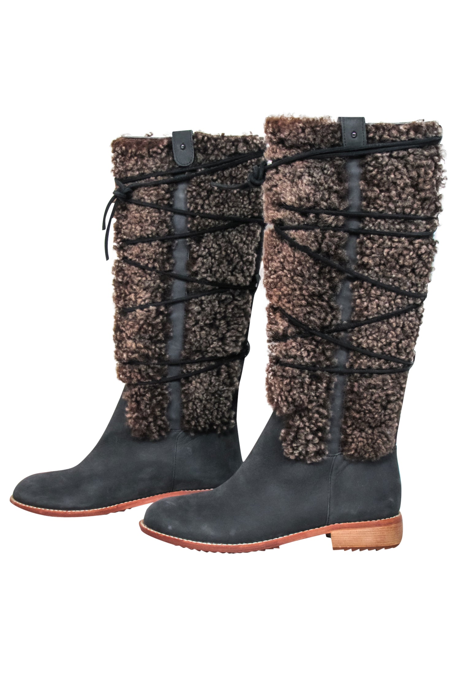 Matt Bernson Alpenglow Shearling Shaft Boots - Grey & Brown, Size 6.5