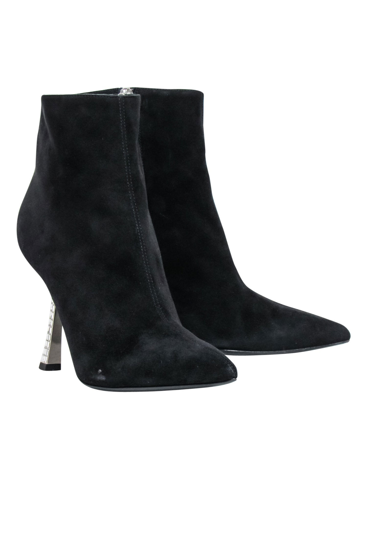 Giuseppe Zanotti - Stunning Black Suede Short Boots with Jewel Heel, Size 9
