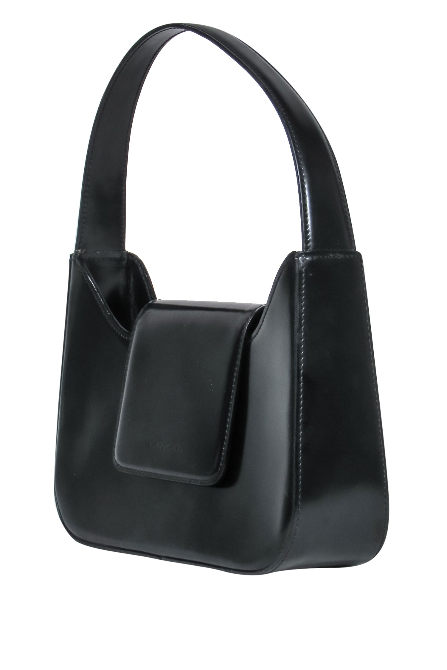 Lancel - Stunning Black Glossed Leather Structured Handbag
