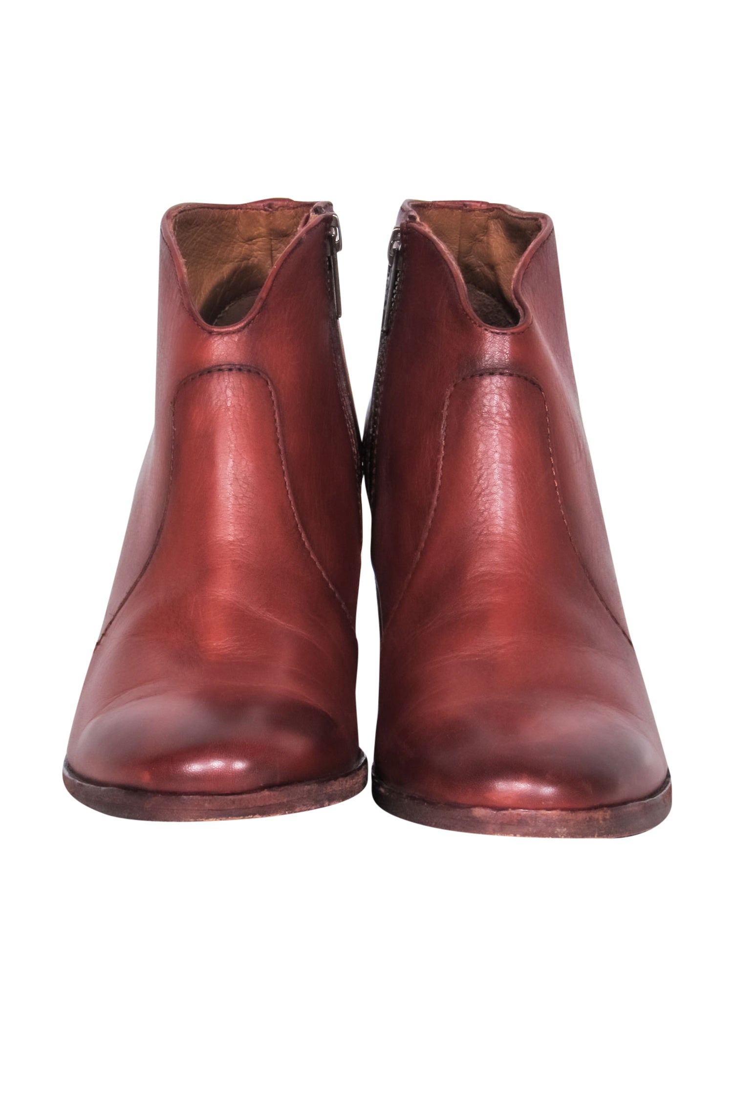 Frye's Red Clay Leather Nora Ankle Booties with Zip - Size 7 - A Must - Have Autumn Luxury!