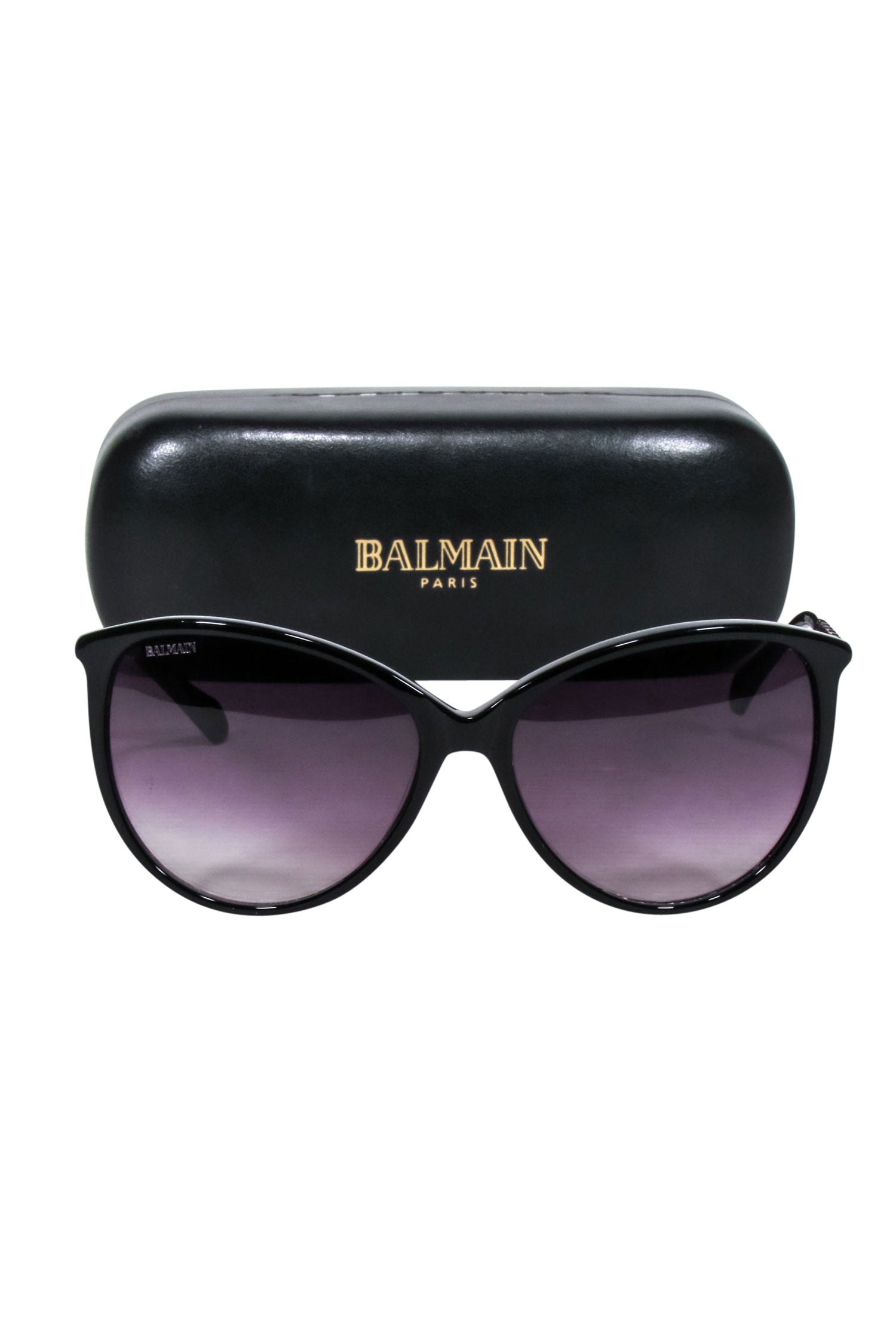 Balmain - Chic Black Circular Sunglasses with Gunmetal Leg Accents