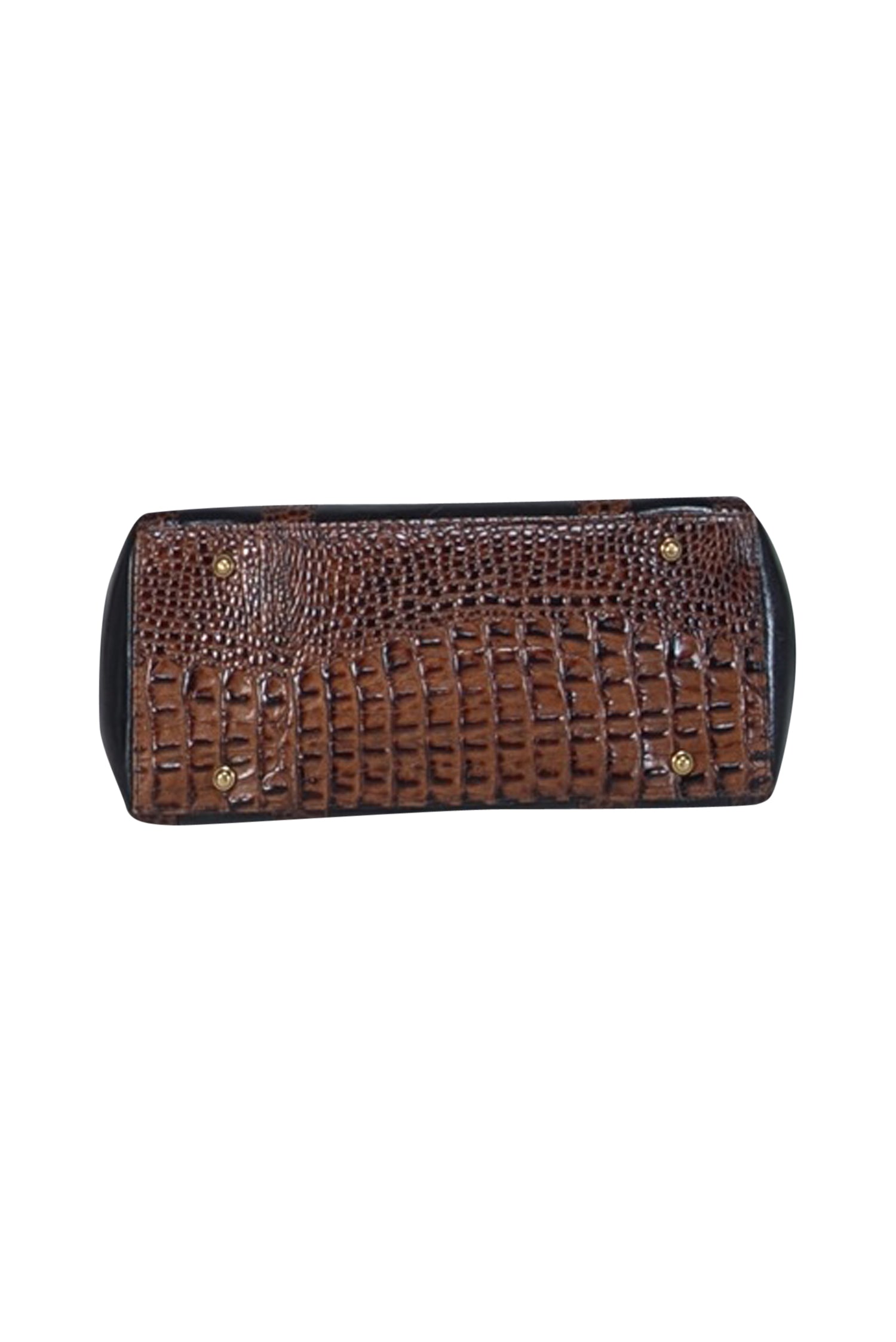 Brahmin - Stunning Black Leather Handbag with Brown Croc - Embossed Trim