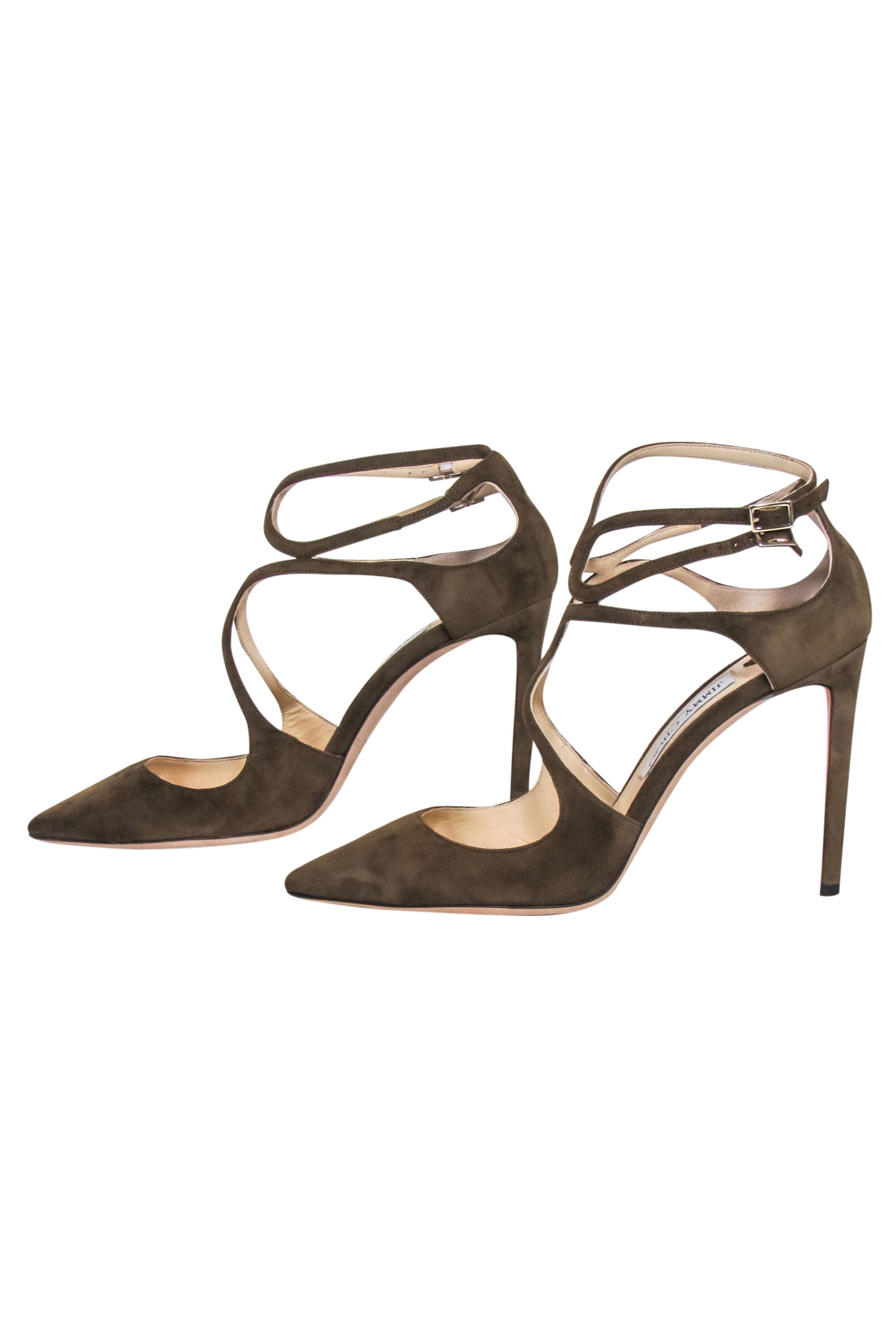 Jimmy Choo Olive Suede Pointed-Toe Heels - Size 10 - Glamour Guaranteed!