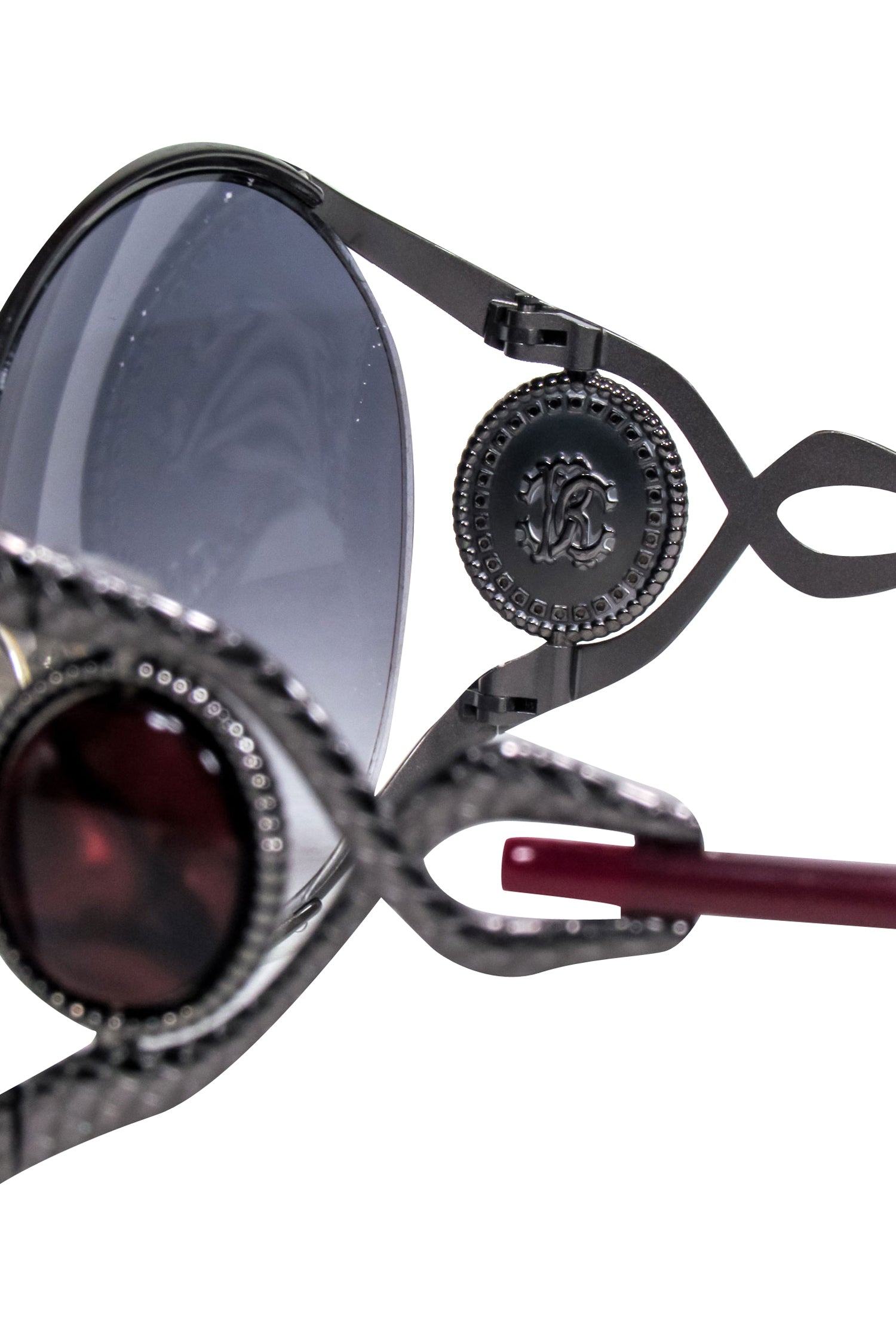 Roberto Cavalli - Stylish Gunmetal Frames with Maroon Legs Sunglasses