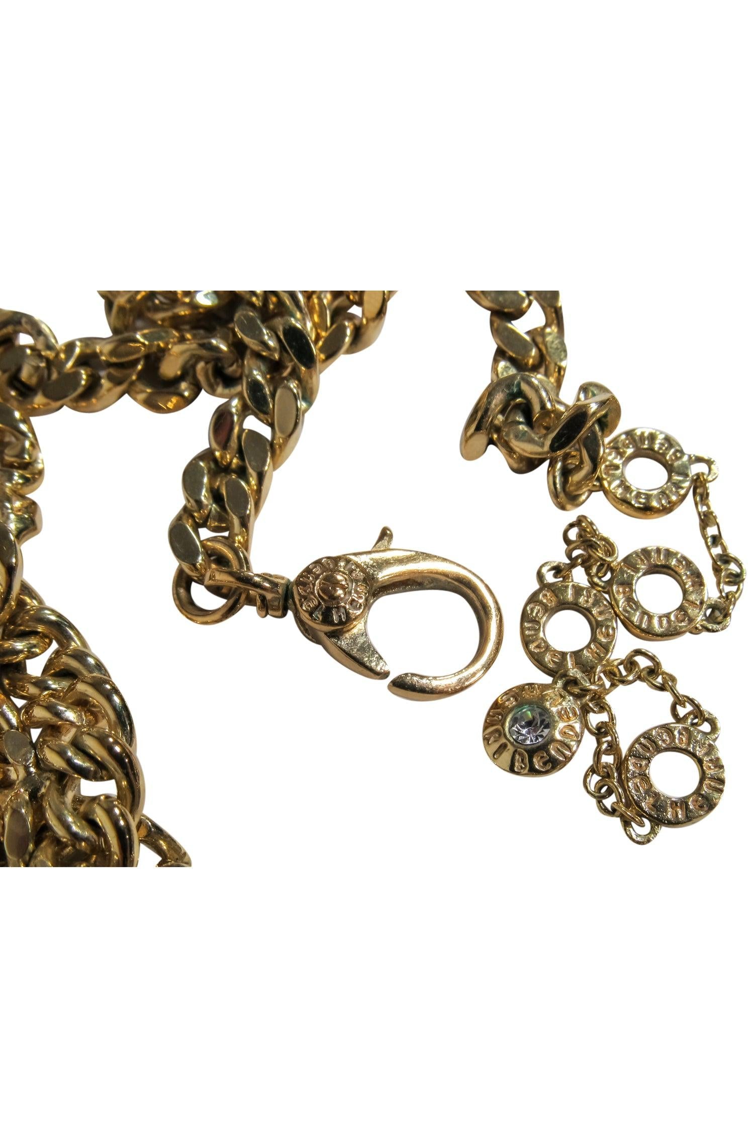 Henri Bendel - Stunning Gold Chain Statement Necklace with Pewter Embellishments