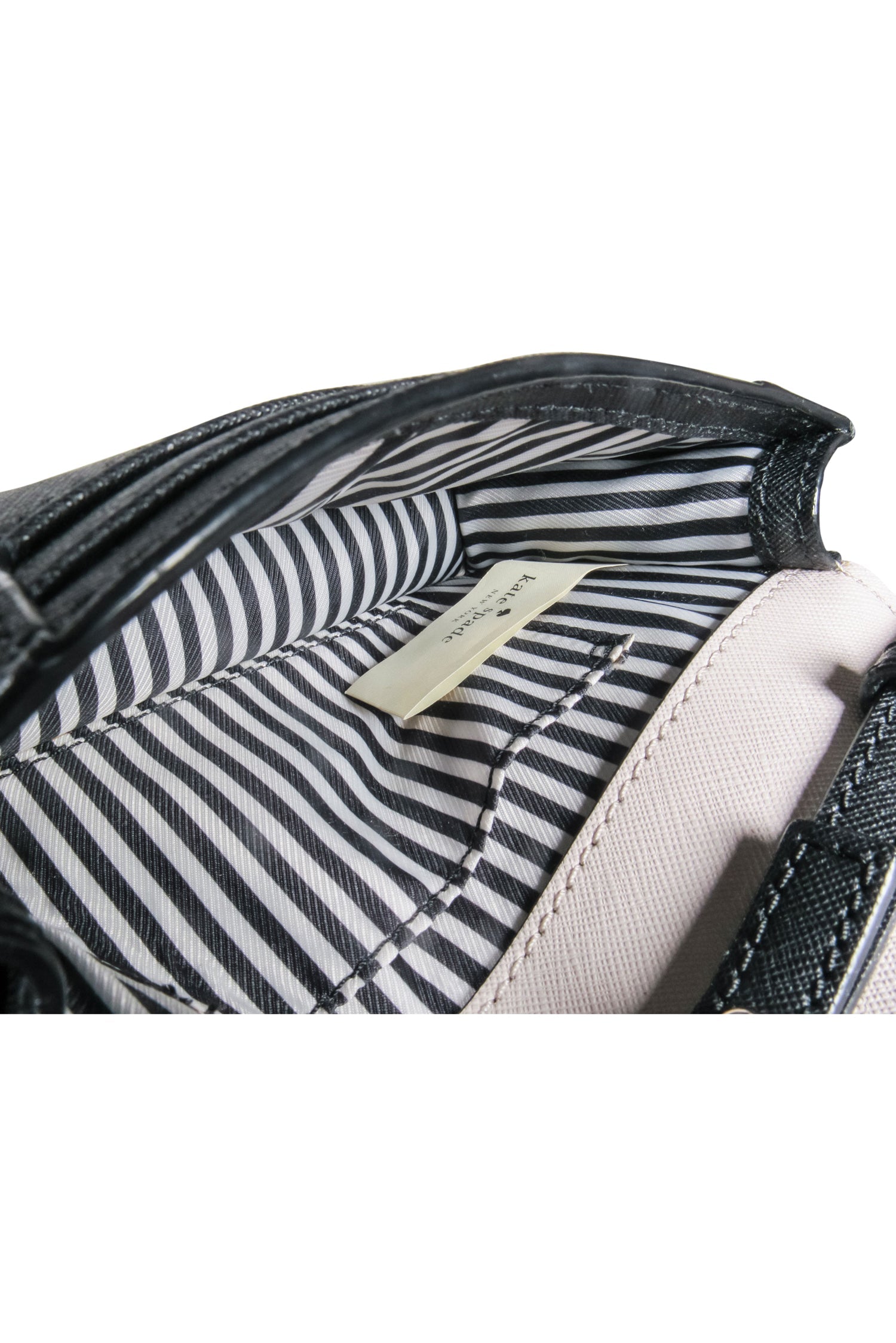 Kate Spade's Chic Beige & Black Leather Mini Crossbody Bag