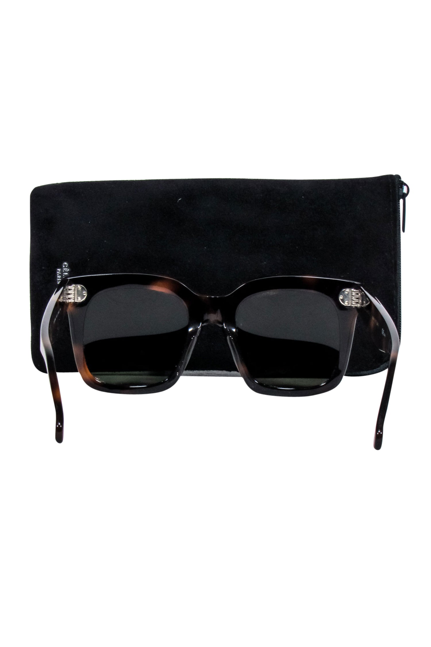 Celine Brown Tortoise Large Square Sunglasses with Three - Dot Print: A Stylish Summer Essential