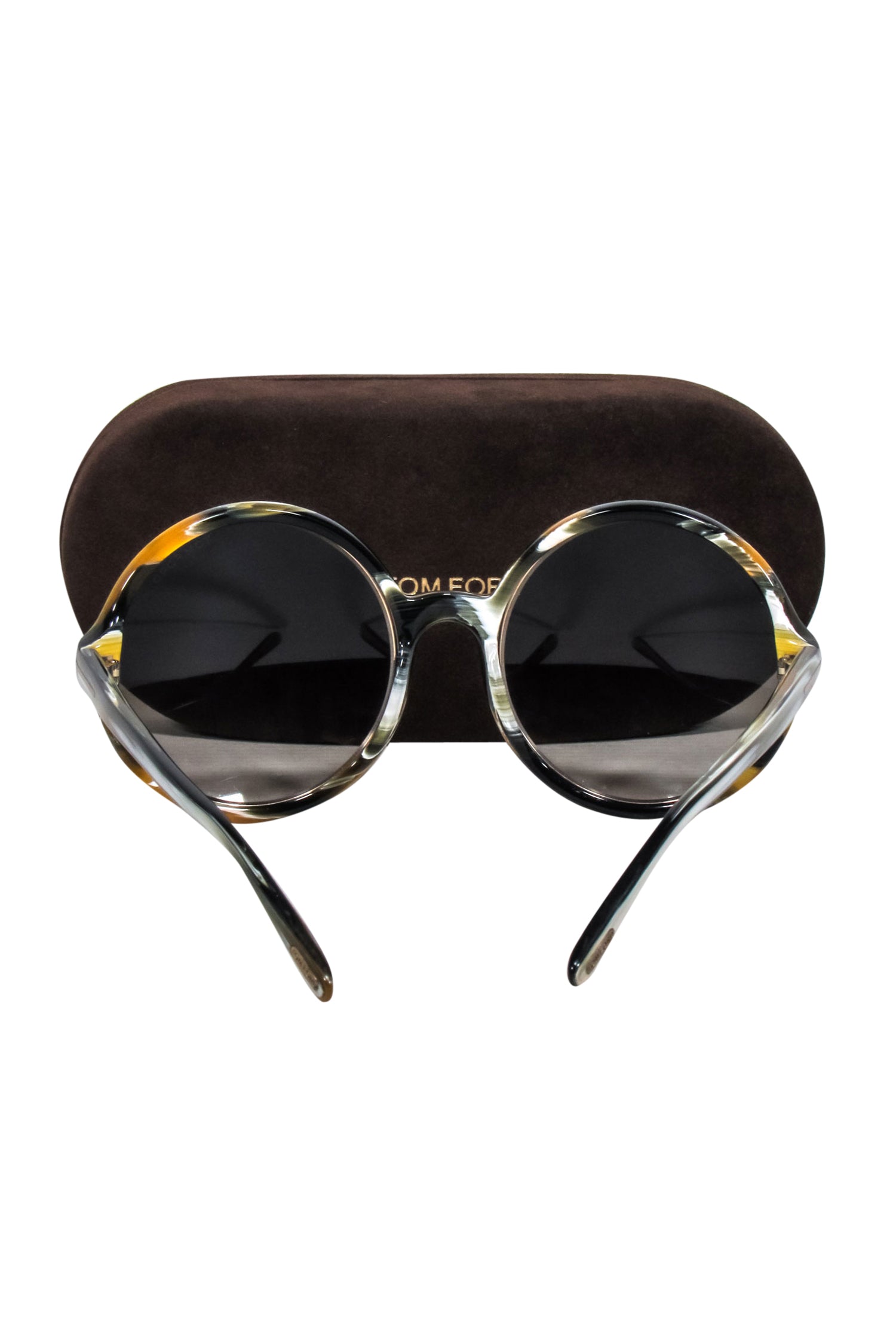 Tom Ford - Stylish Brown & White Print Large Round Sunglasses